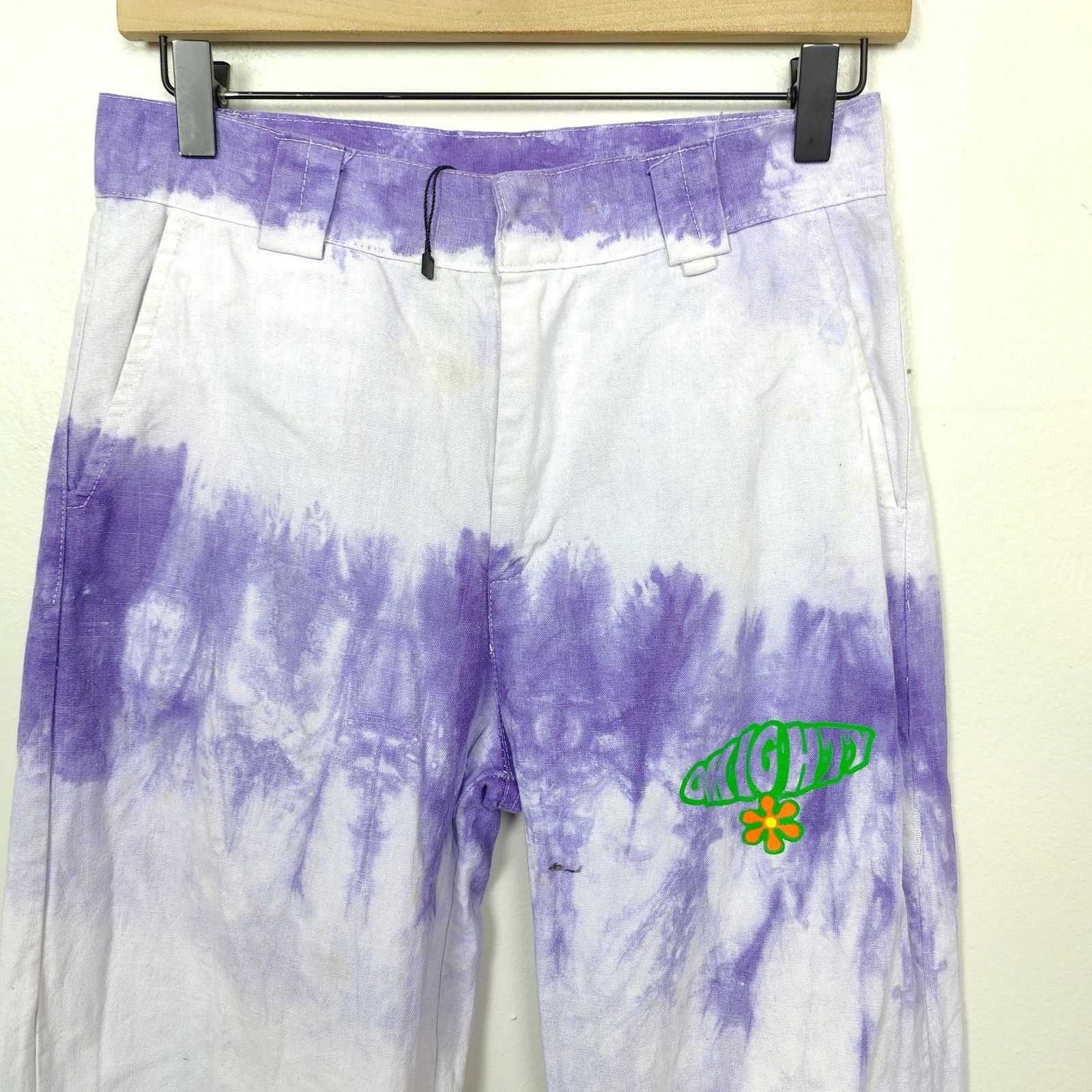 Other OMighty Tie Dye Pants Womens Small White Purple Wide Leg Size 27" / US 4 / IT 40 - 2 Thumbnail