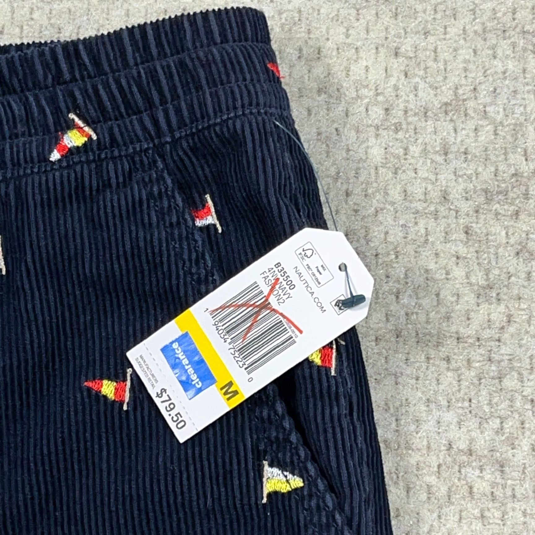 Nautica Nautica Corduroy Shorts Men Medium Navy Blue Sail Boat AOP Preppy Beach Boat NEW Size US 31 - 5 Thumbnail
