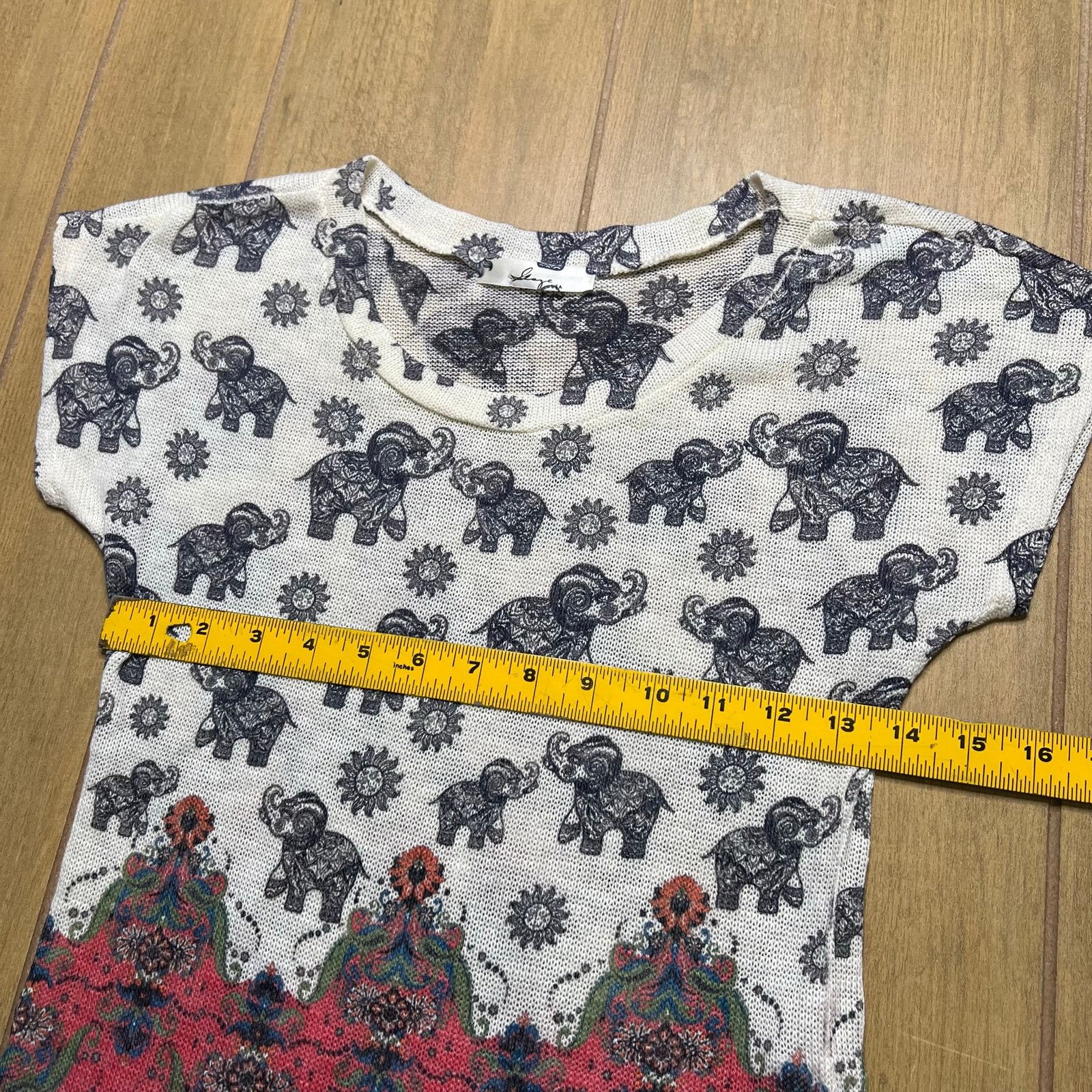 Vintage Gaze USA Elephant Print Boho Knit Top Women’s XS Tribal Boho Size XS / US 0-2 / IT 36-38 - 6 Thumbnail