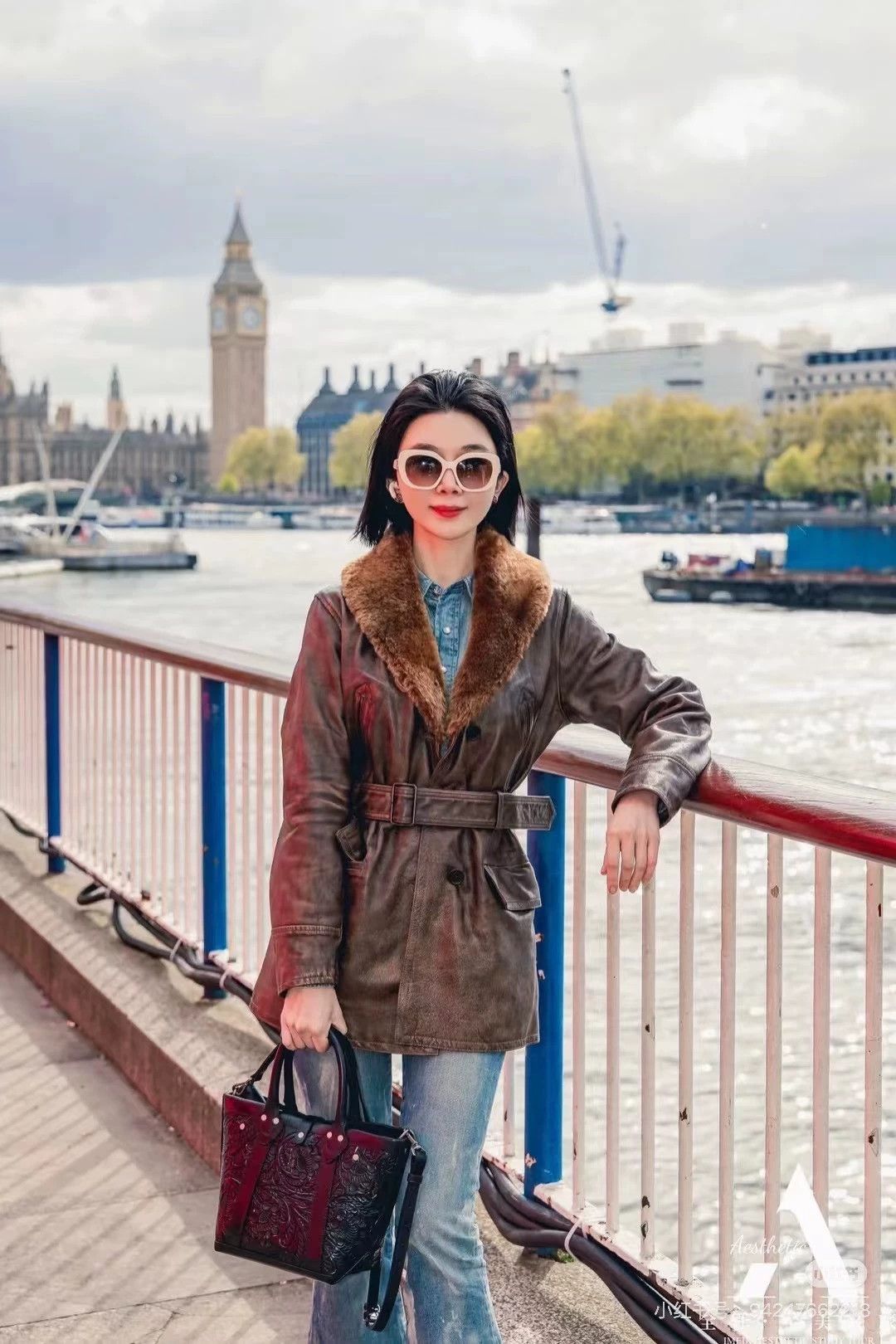 RRL Ralph Lauren RRL Women's Distressed Cowhide Leather Jacket Lamb Fur Size S / US 4 / IT 40 - 2 Thumbnail