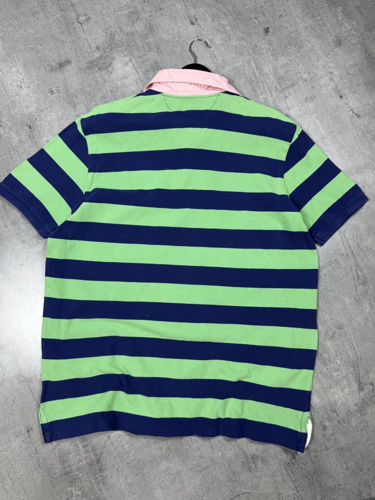 Polo Ralph Lauren × Ralph Lauren × Vintage Vintage Polo Ralph Lauren Striped Polo T-Shirt blue green Size US XL / EU 56 / 4 - 12 Thumbnail