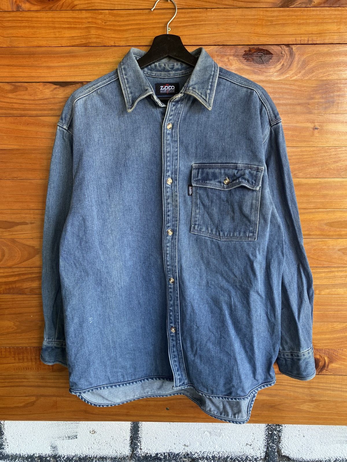 Zippo Vintage Zippo Works Club Denim Shirt Men’s Large - Classic Size US L / EU 52-54 / 3 - 3 Thumbnail