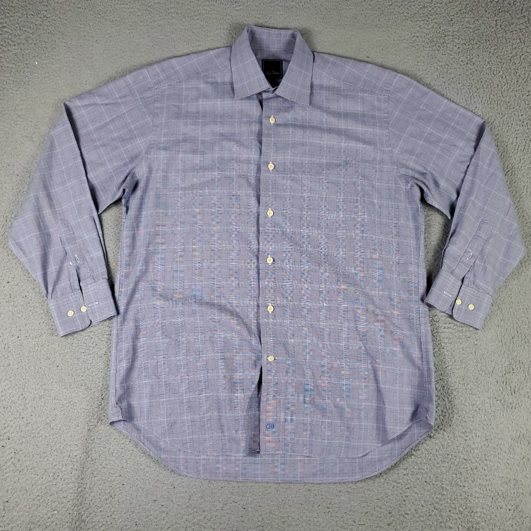 David Donahue David Donahue Dress Shirt Mens Size 16 Blue Plaid Long Sleeve Button Up Casual Workwear Size 42R - 2 Thumbnail