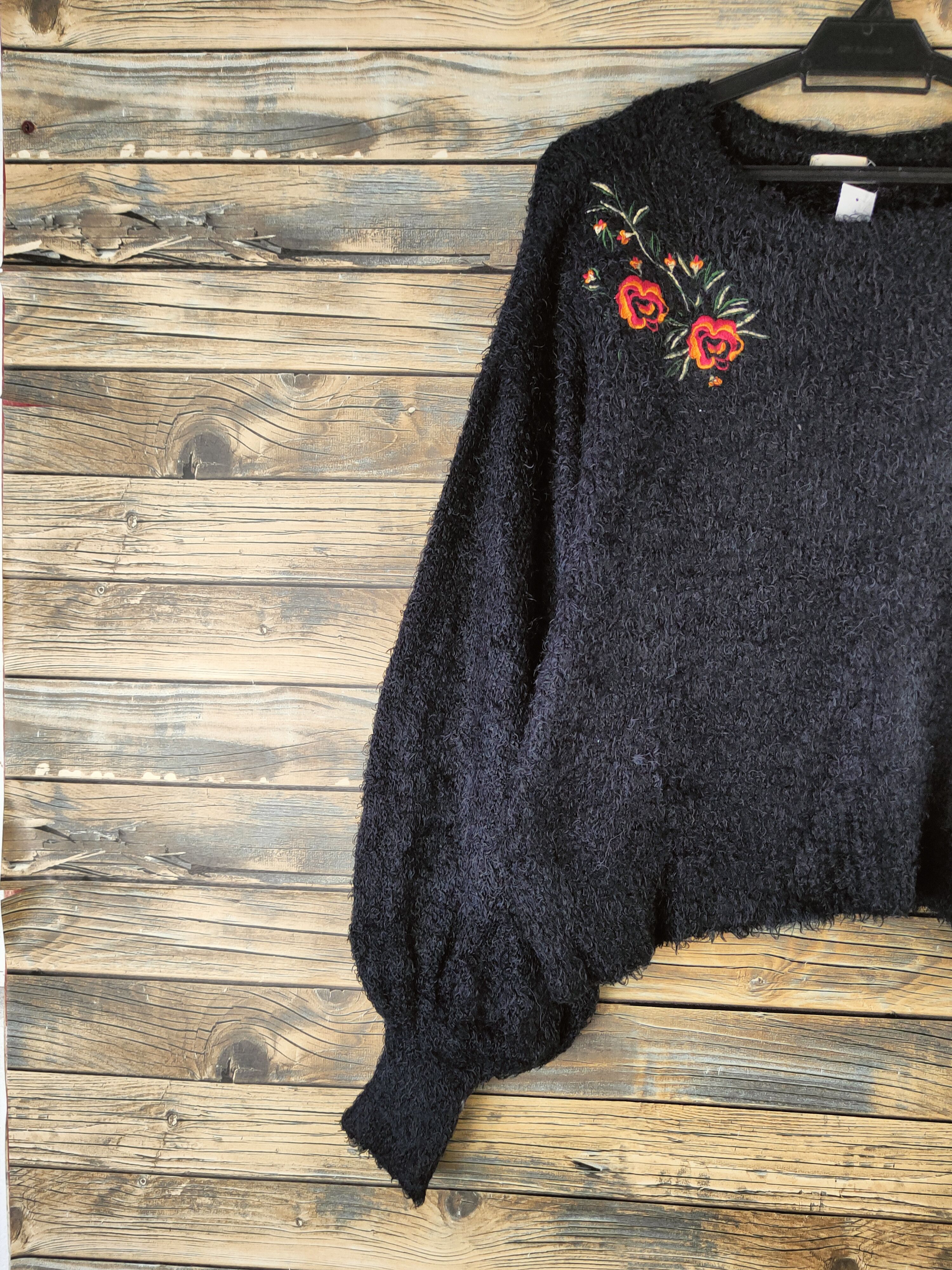 GU DL GU Black Fur Mohair shaggy Knitwear #46-996 Size L / US 10 / IT 46 - 3 Thumbnail