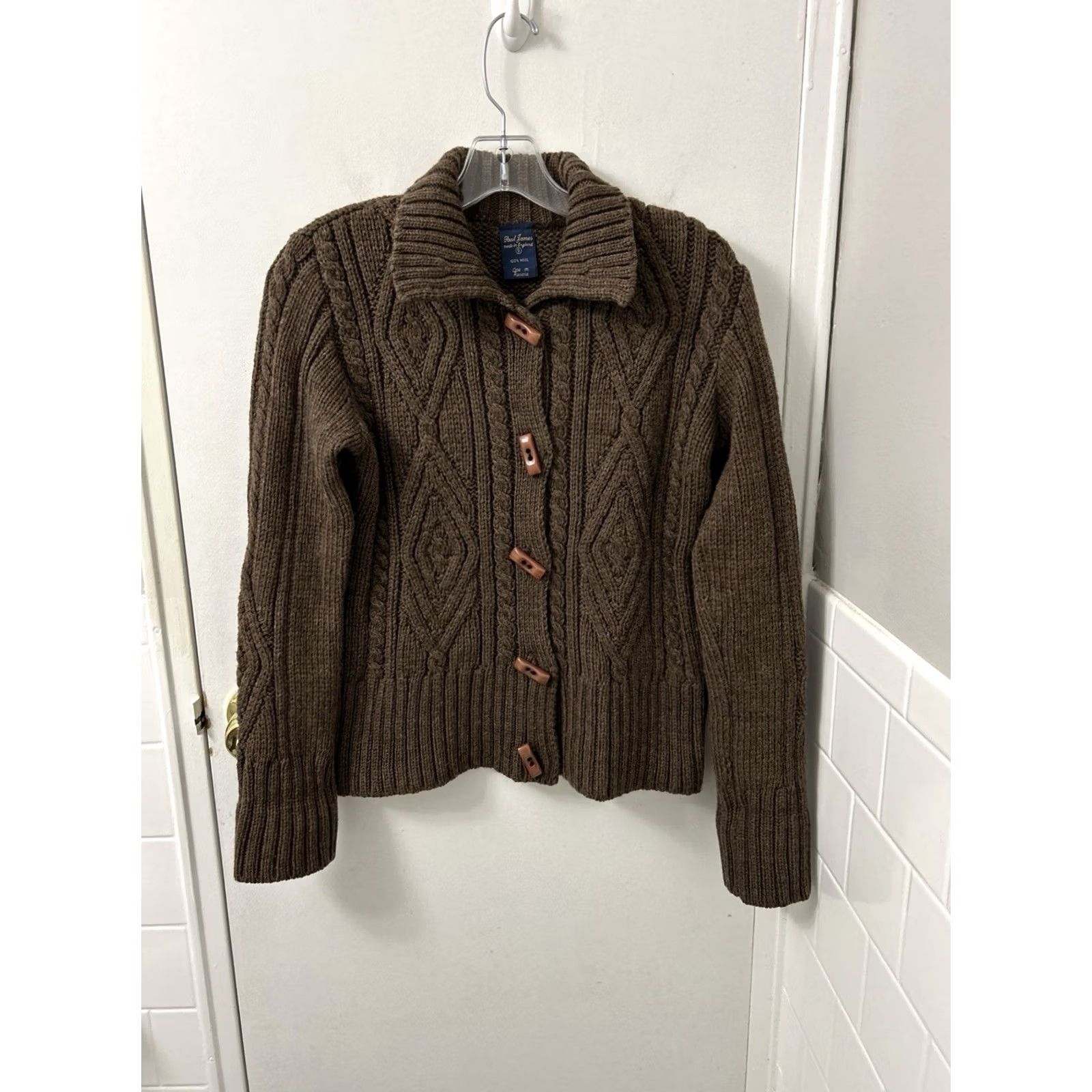 Paul James VTG Paul James Cardigan Sweater Womens Small Brown 100% Wool Cable Knit Toggle Heavyweight Fall Winter Mens? Size S / US 4 / IT 40 - 2 Thumbnail