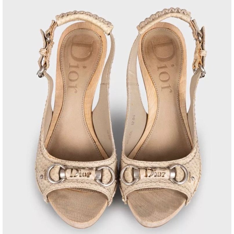 Dior Christian Dior Beige Python Leather Sandals Sz.35 Size US 4 / IT 34 - 2 Thumbnail