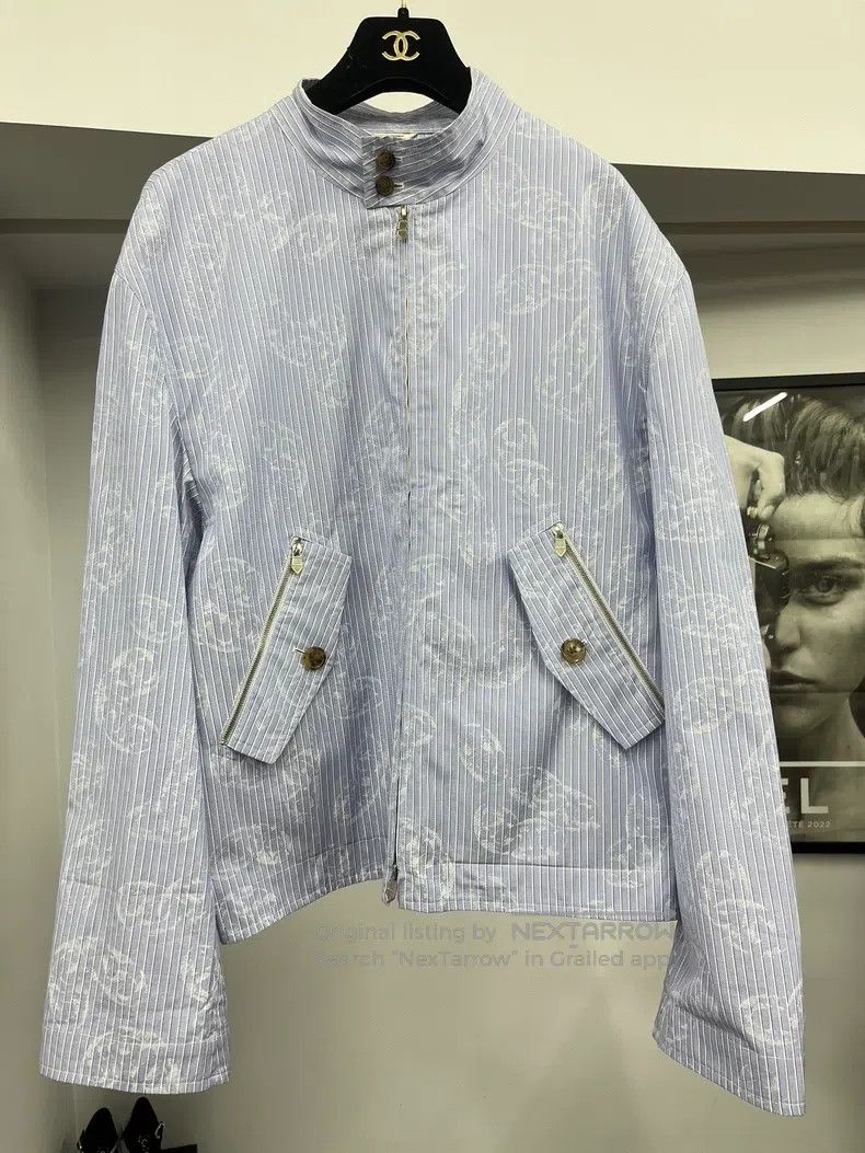 Hermes Hermes Blue Striped Men's Pig Nose Print Jacket Size US M / EU 48-50 / 2 - 1 Thumbnail