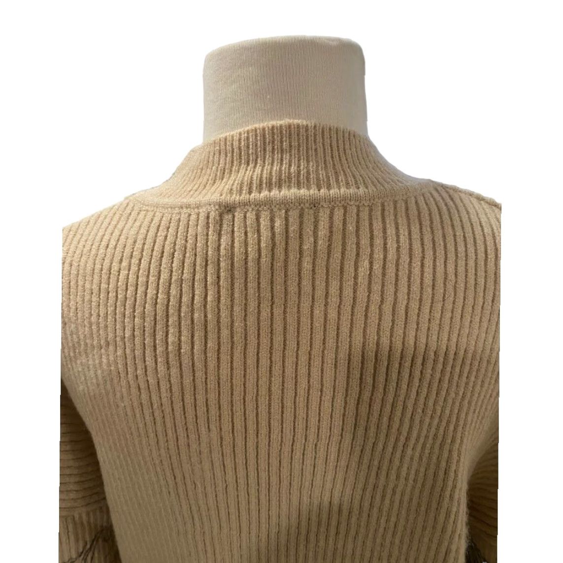 Cider VINTAGE Large Cider Tan Graphic Print Sweater Funnel Neck Ribbed Womens L Brown Long Sleeve Pullover Size L / US 10 / IT 46 - 7 Thumbnail