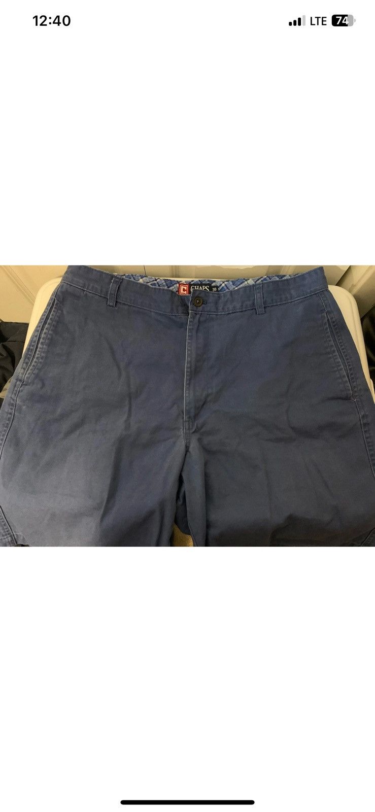 Chaps Chaps Khaki Shorts Blue Flat Front Size 36 Zipper Fly Size US 36 / EU 52 - 4 Thumbnail