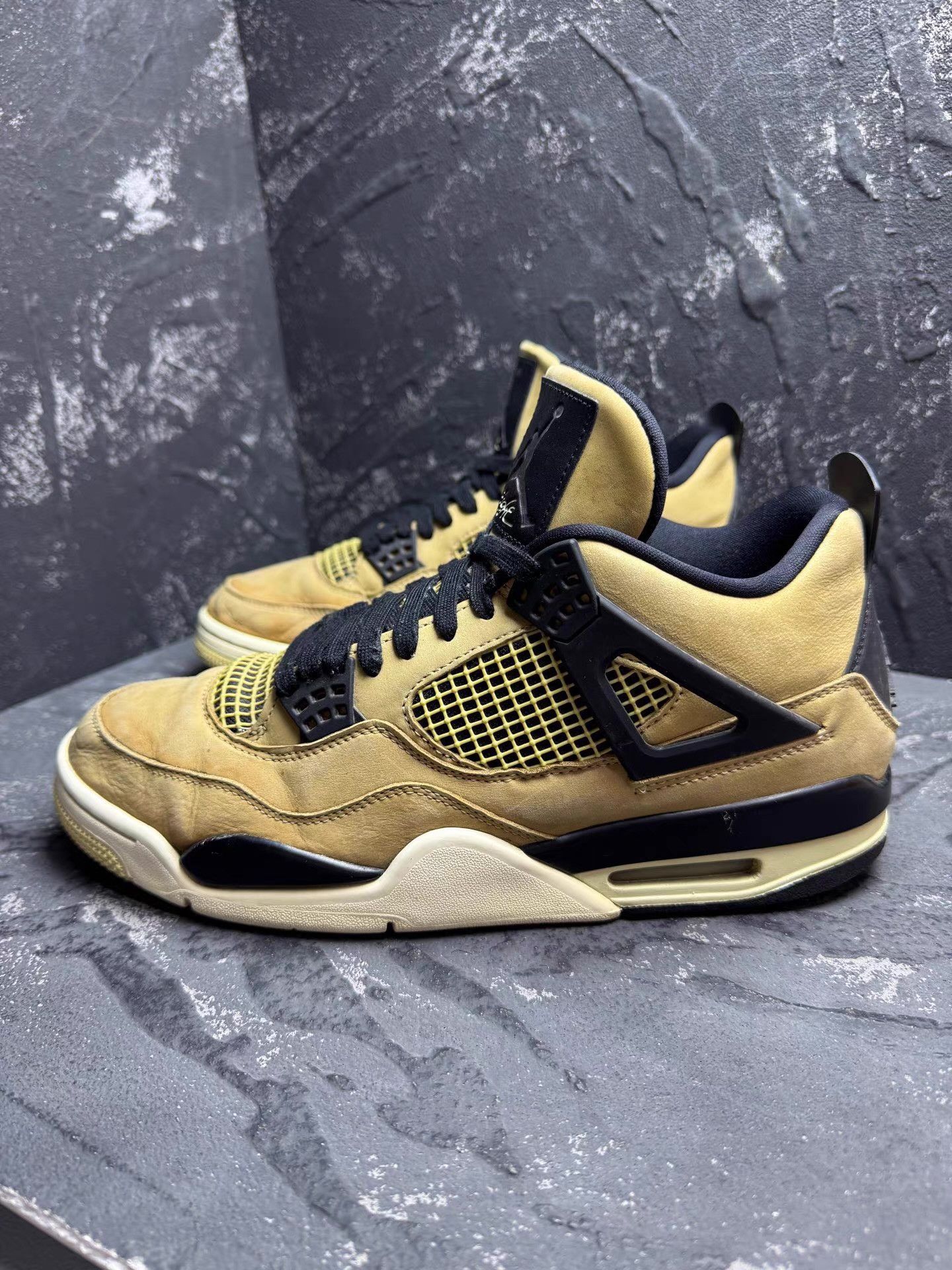 Nike Air Jordan 4 Pearl Milk Tea Black & Yellow Q10 Size US 10.5 / EU 43-44 - 7 Thumbnail