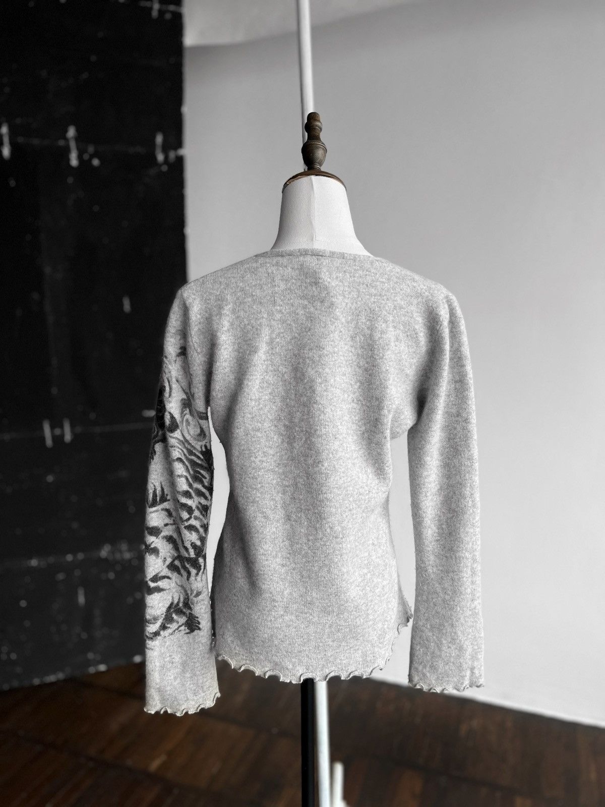 Designer Oui Moments Womens Gray Wool V-Neck Knitted Sweater Size S / US 4 / IT 40 - 3 Thumbnail