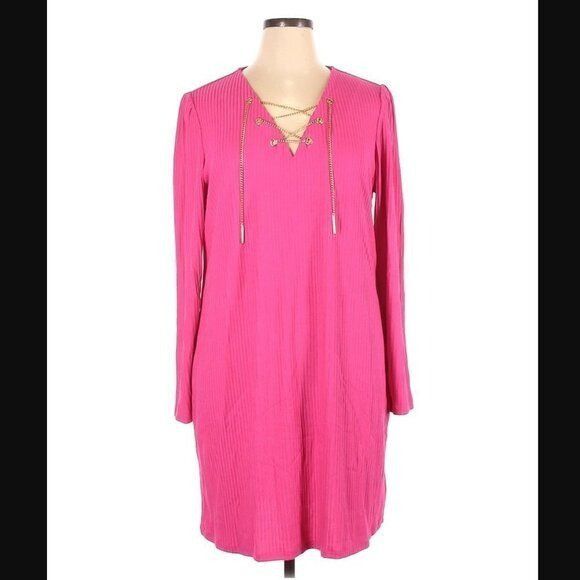 Michael Kors Michael Michael Kors Dress 2X NWT Gold Chain Lace-up V-neck Size XXL / US 16-18 / IT 52-54 - 2 Thumbnail