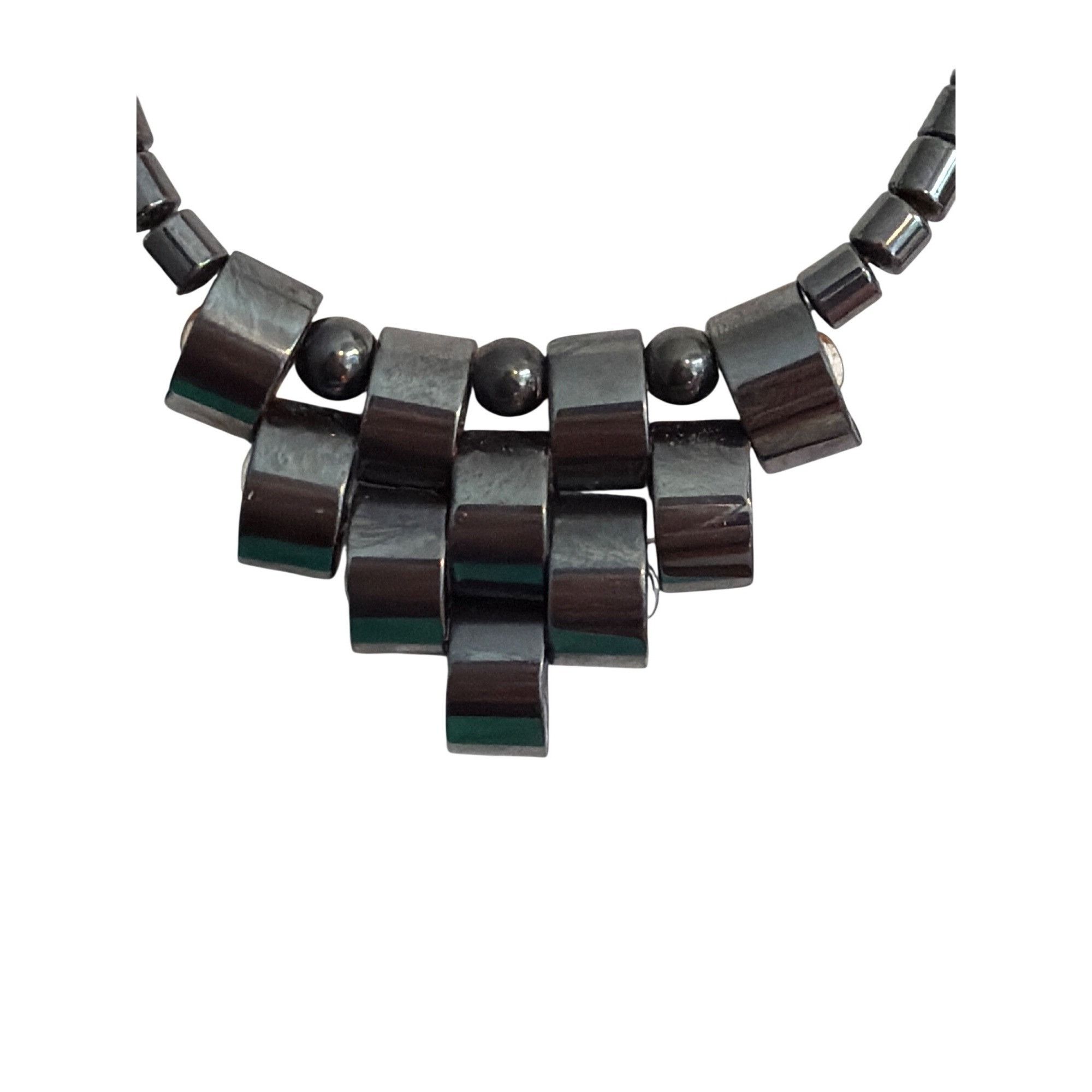 Other Vintage Hematite Bib Necklace Articulated Reverse Triangle S Size ONE SIZE - 2 Thumbnail