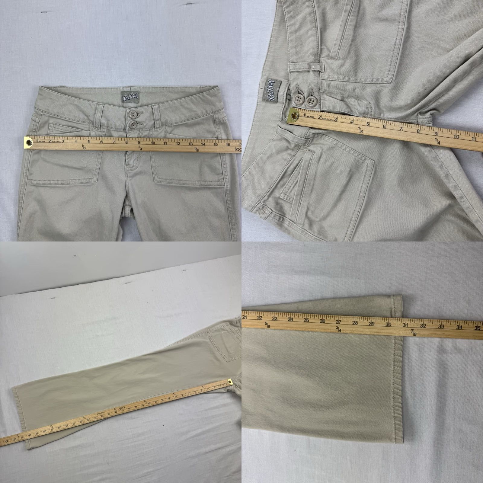 Vintage VINTAGE BeBop Khakis Pants Womens 7 Bootcut Beige 90s Y2K Hippie Hipster Flare Baggy Casual Size 28" / US 6 / IT 42 - 8 Thumbnail