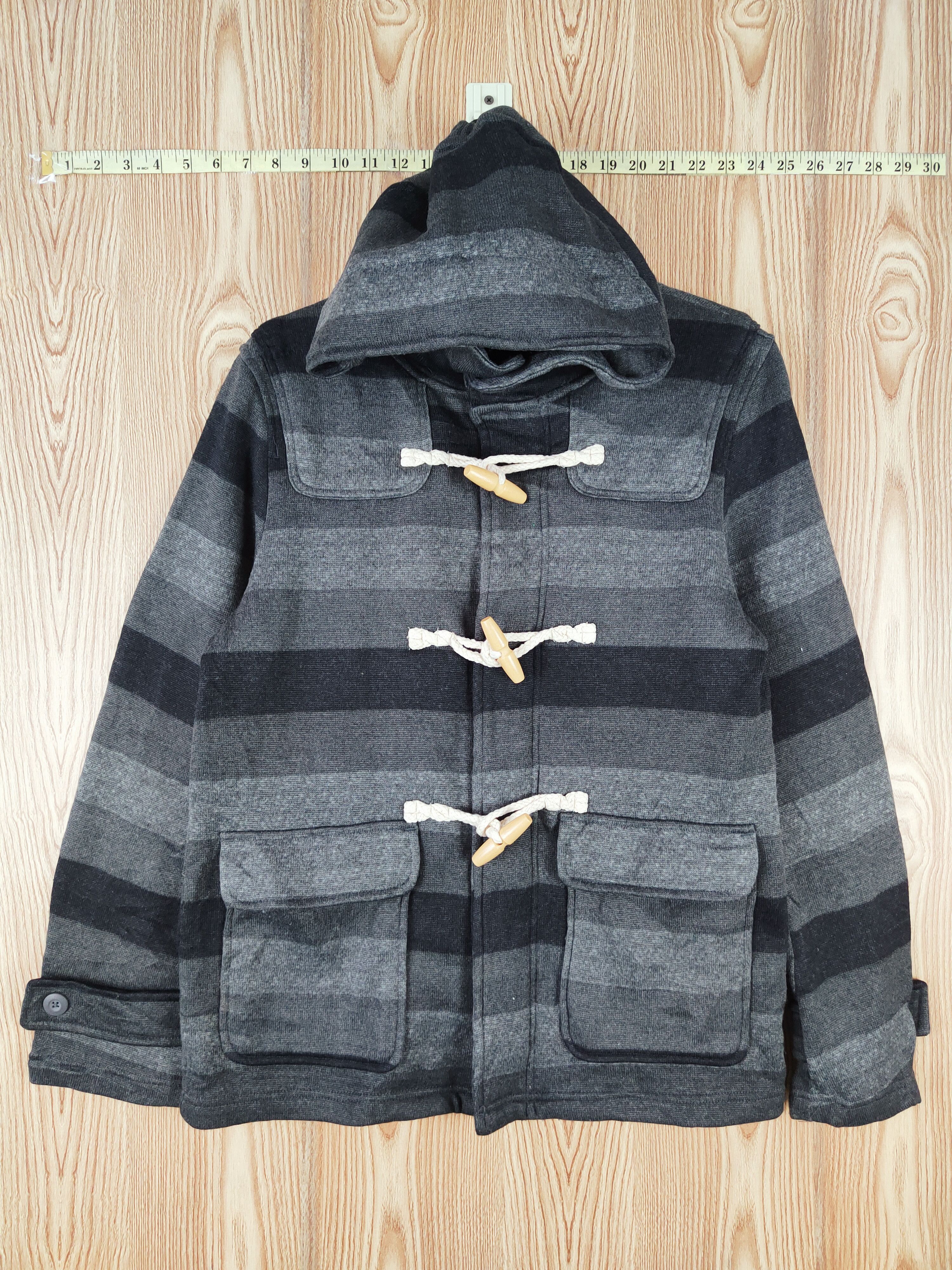 Japanese Brand × Vintage Vintage Japanese Brand Gray Black Hoodie Duffle Coats Size US L / EU 52-54 / 3 - 1 Thumbnail