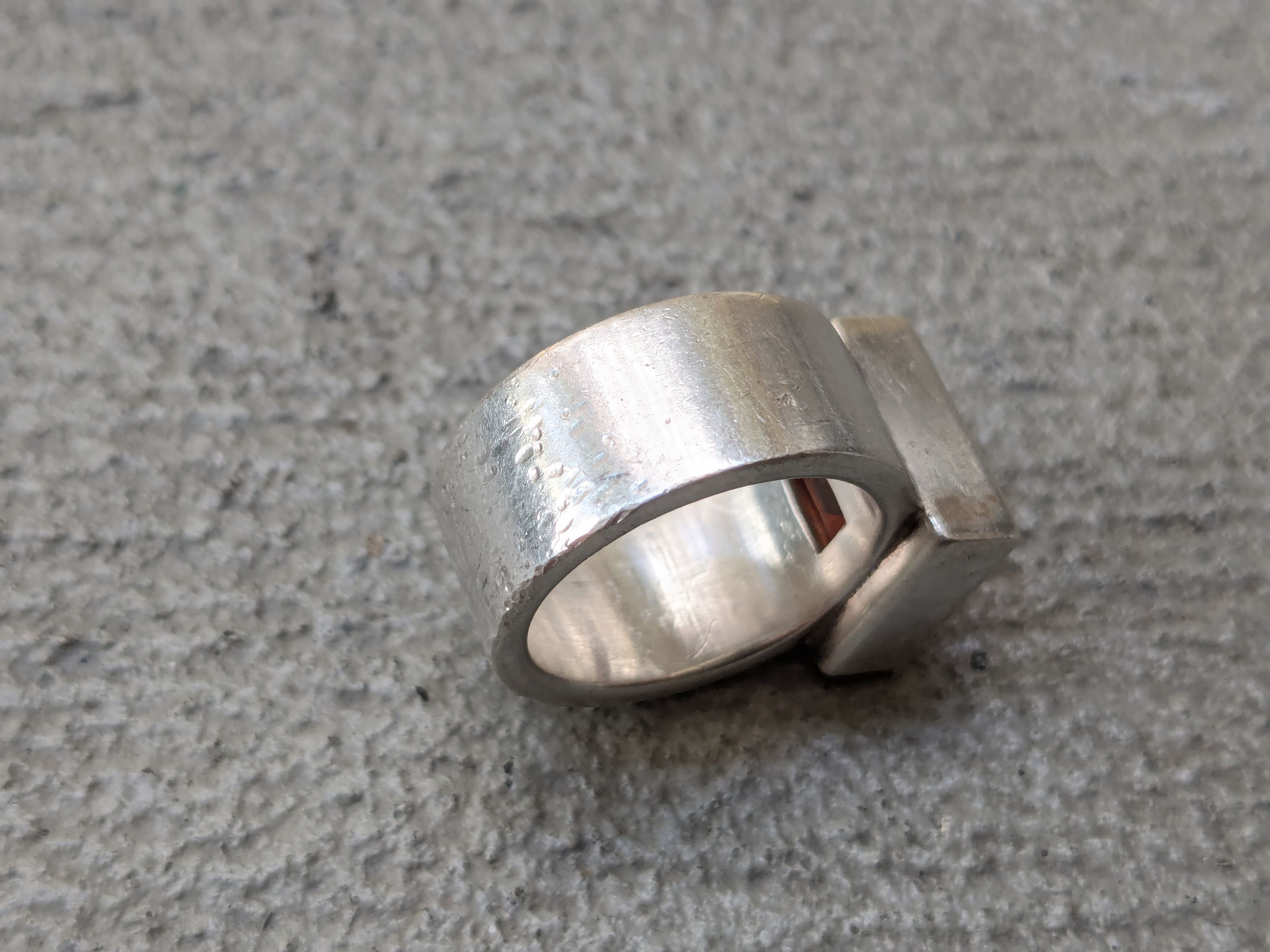 Other Vintage Sterling Silver Ring Orange Stone Modernist Size ONE SIZE - 8 Thumbnail