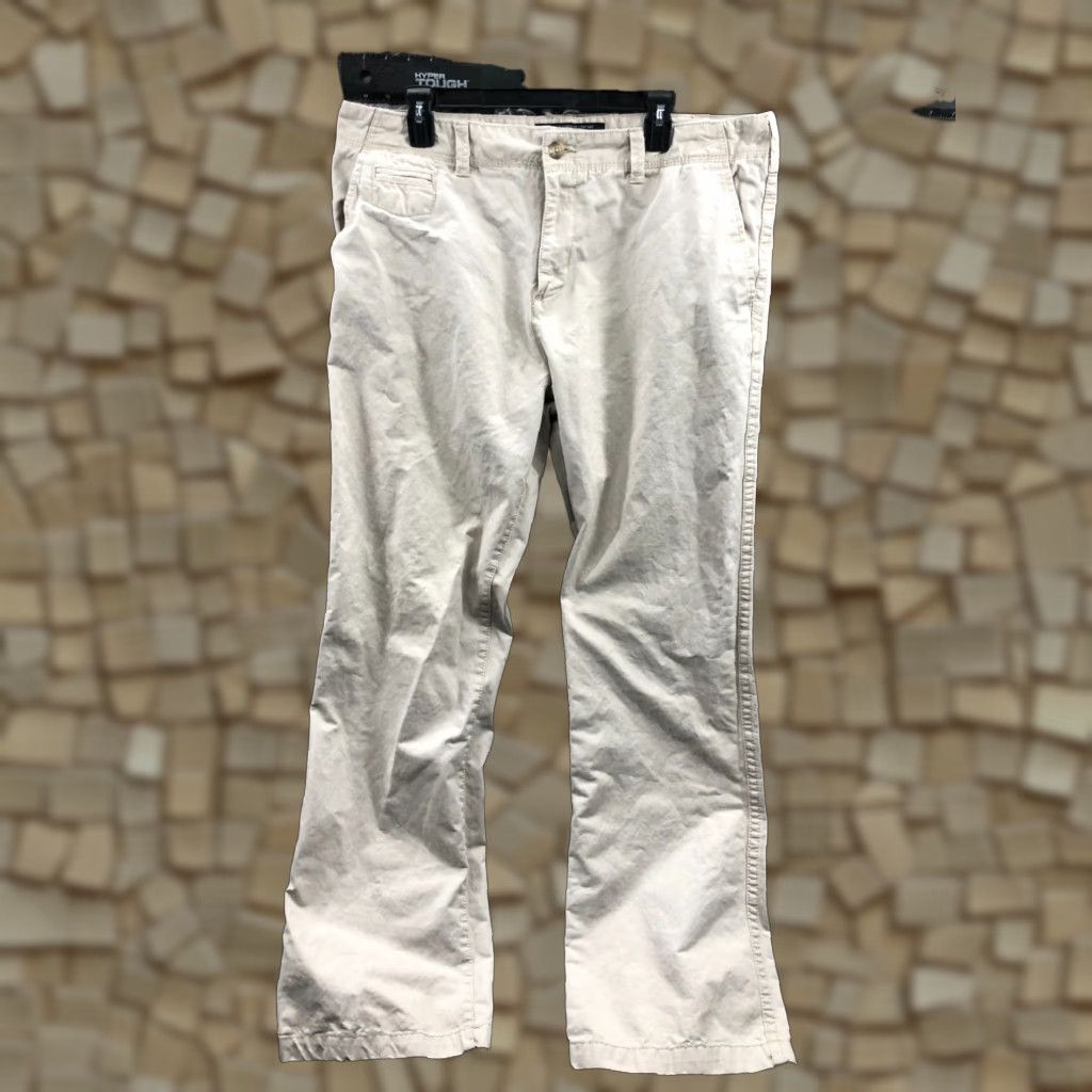 Old Navy Old Navy Chino Pants Mens 38x34 Beige Regular 5-Pocket Logo Zip Button Flat Front Knit Blend Cotton Polyester Slim Skinny Men Holiday 90s? Size US 38 / EU 54 - 1 Thumbnail