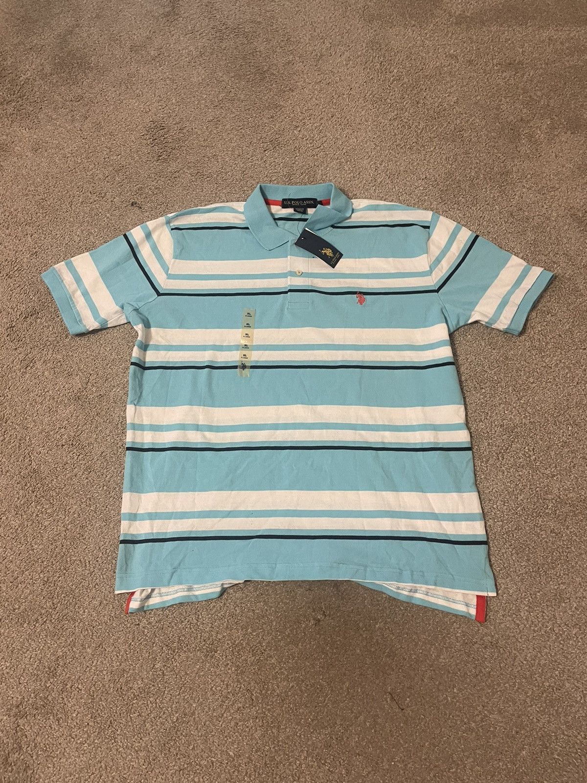 Polo Ralph Lauren × U.S. Polo Assn. US Polo Assn Striped Light Blue Polo Shirt XL NEW With Tags Size US XL / EU 56 / 4 - 1 Thumbnail