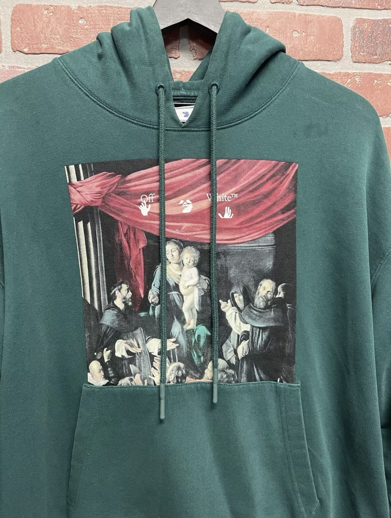 Off-White Size S - OFF-WHITE Oversize Caravaggio Painting Hoodie Green Size US S / EU 44-46 / 1 - 4 Thumbnail