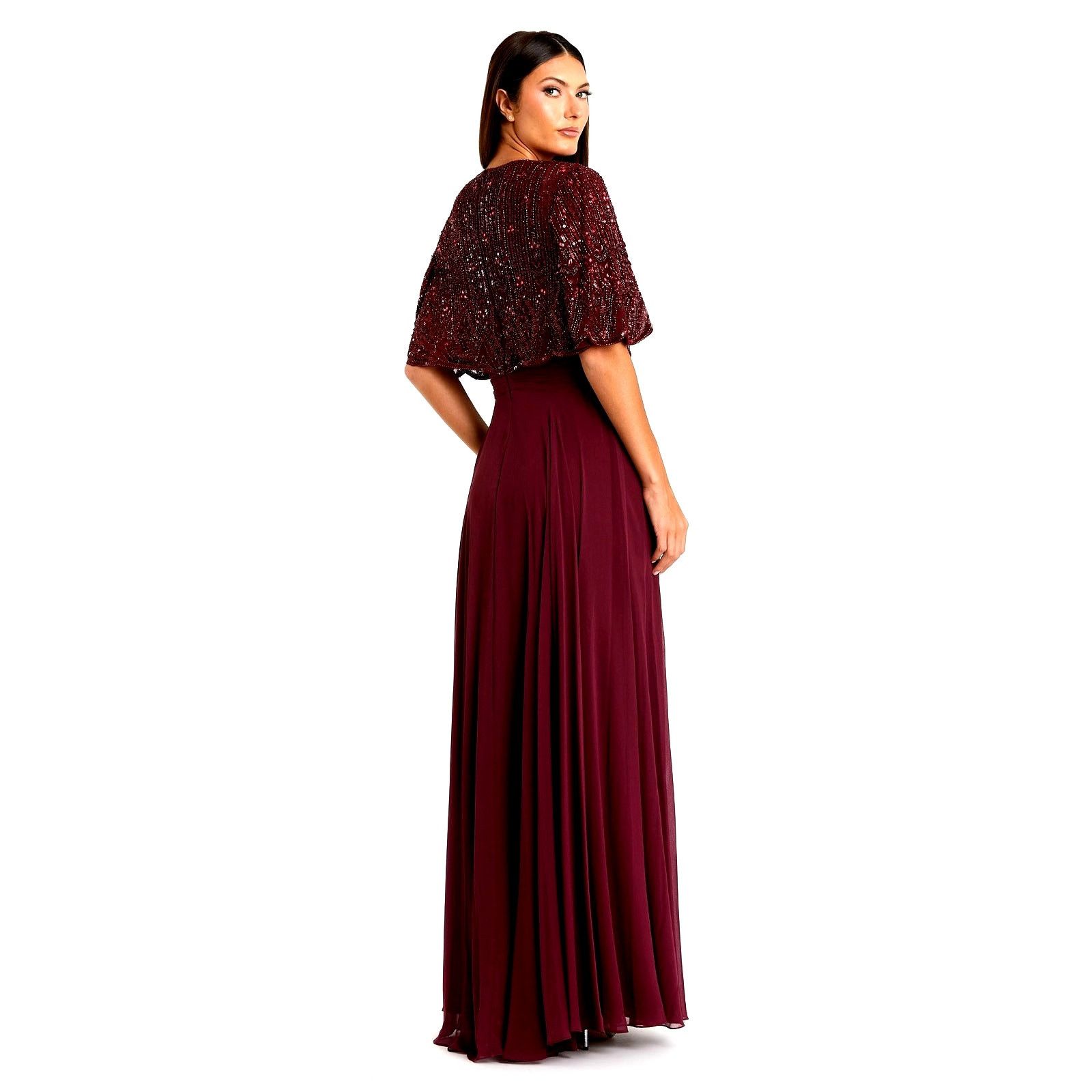 Other Mac Duggal Beaded Overlay A-Line Sequin Gown Aubergine 6 Size M / US 6-8 / IT 42-44 - 3 Thumbnail