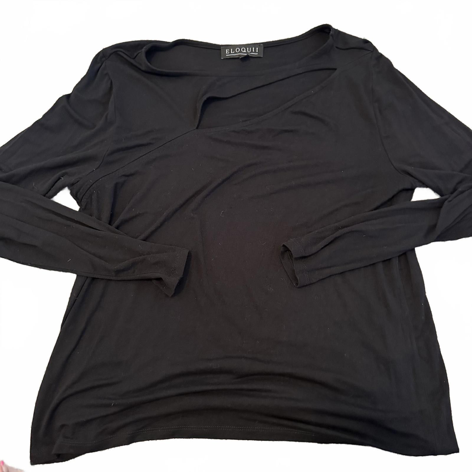 Designer Eloquii Women's Black Long Sleeve Top - Size 14/16 Size XL / US 12-14 / IT 48-50 - 1 Thumbnail