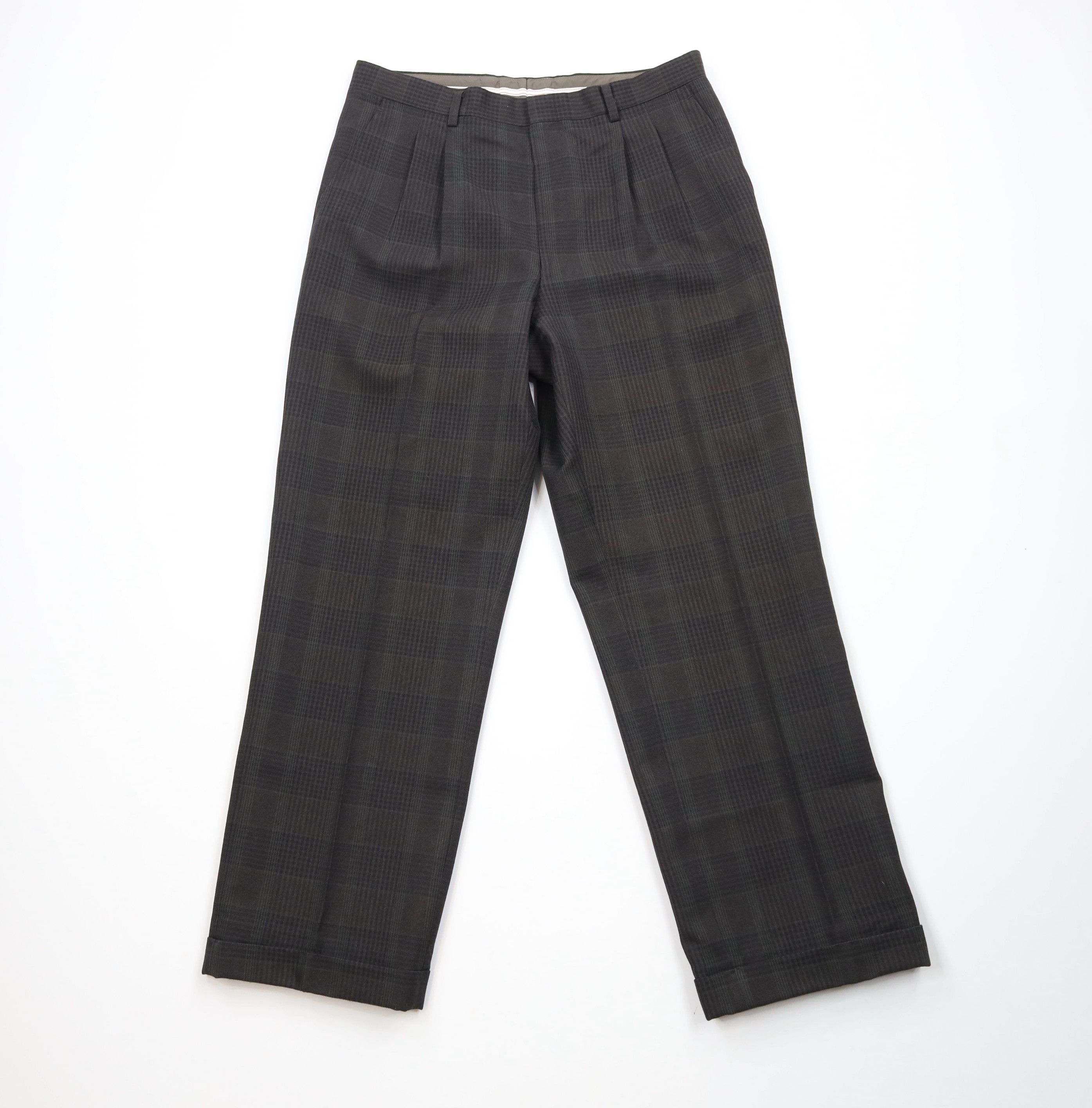 Vintage Vintage 90s Streetwear Cuffed Wide Leg Chino Pants Plaid Size US 32 / EU 48 - 1 Thumbnail