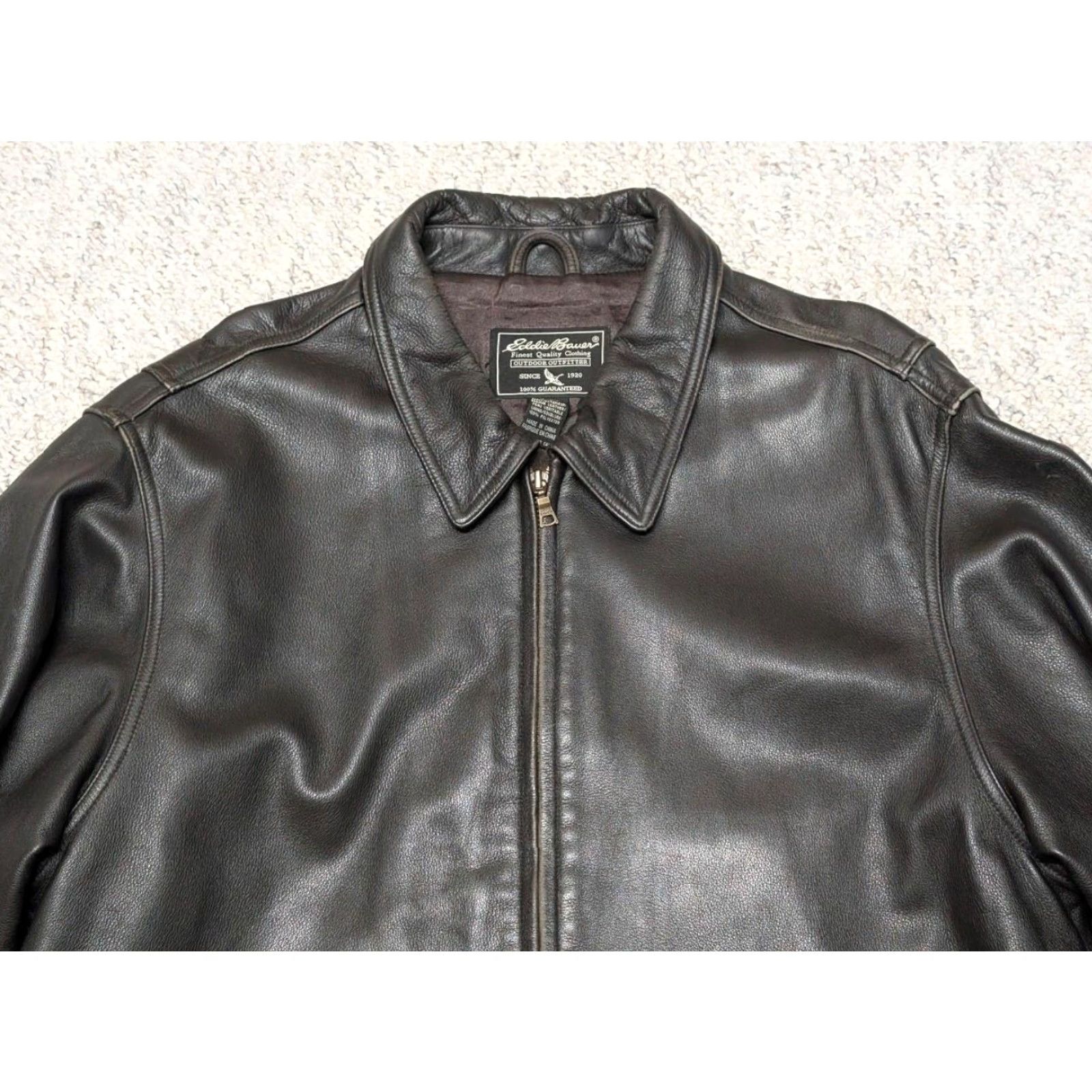 Eddie Bauer VINTAGE Eddie Bauer leather jacket XLT dark brown PATINA motorcycle 48 TALL Mens Leather Jacket 48 in brown XLT tall Size US XL / EU 56 / 4 - 8 Thumbnail