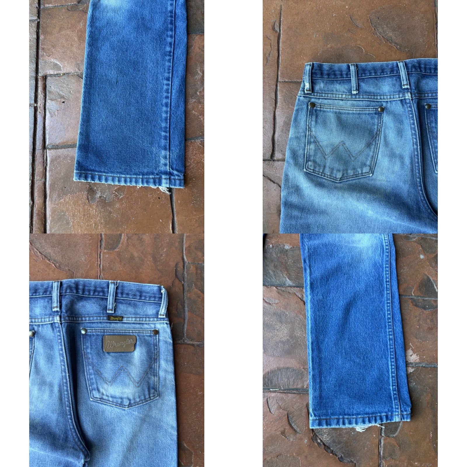 Wrangler VINTAGE Wrangler Jeans Men 33x32 Denim Distressed 80s 90s USA Western Straight Style Blue Cotton 5-Pocket Mens Size US 33 - 8 Thumbnail
