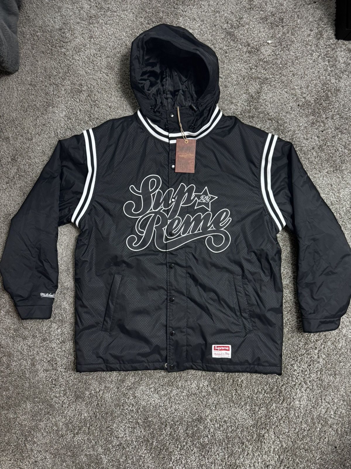 Supreme Supreme x Mitchell & Ness Quilted Sports Jacket (BLK) Size US L / EU 52-54 / 3 - 1 Thumbnail