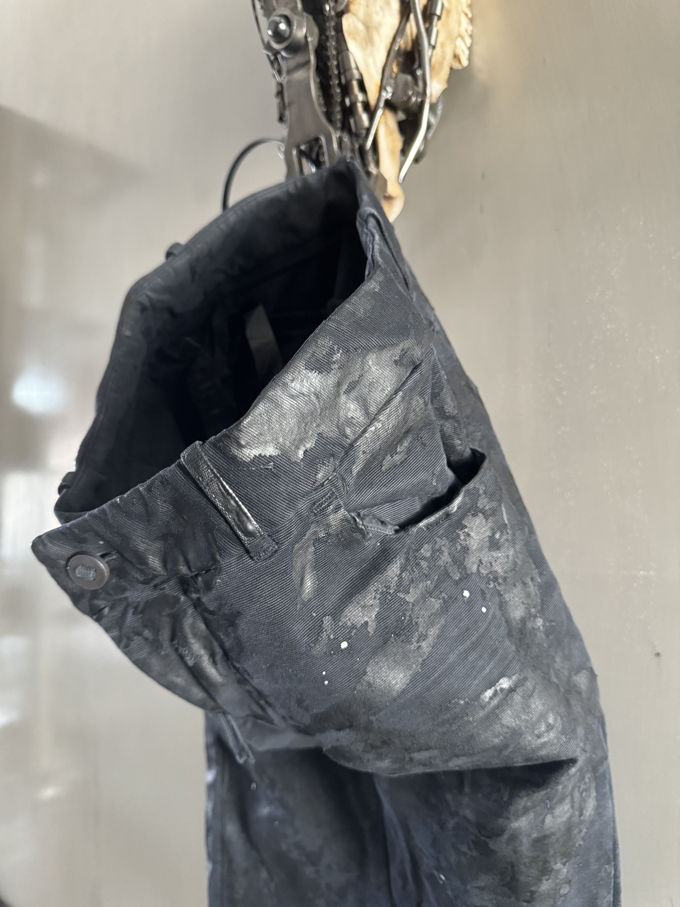 Boris Bidjan Saberi BLACK WAXED WP2 -F1405K SLIM FIT BBS JEANS Size US 27 - 9 Thumbnail