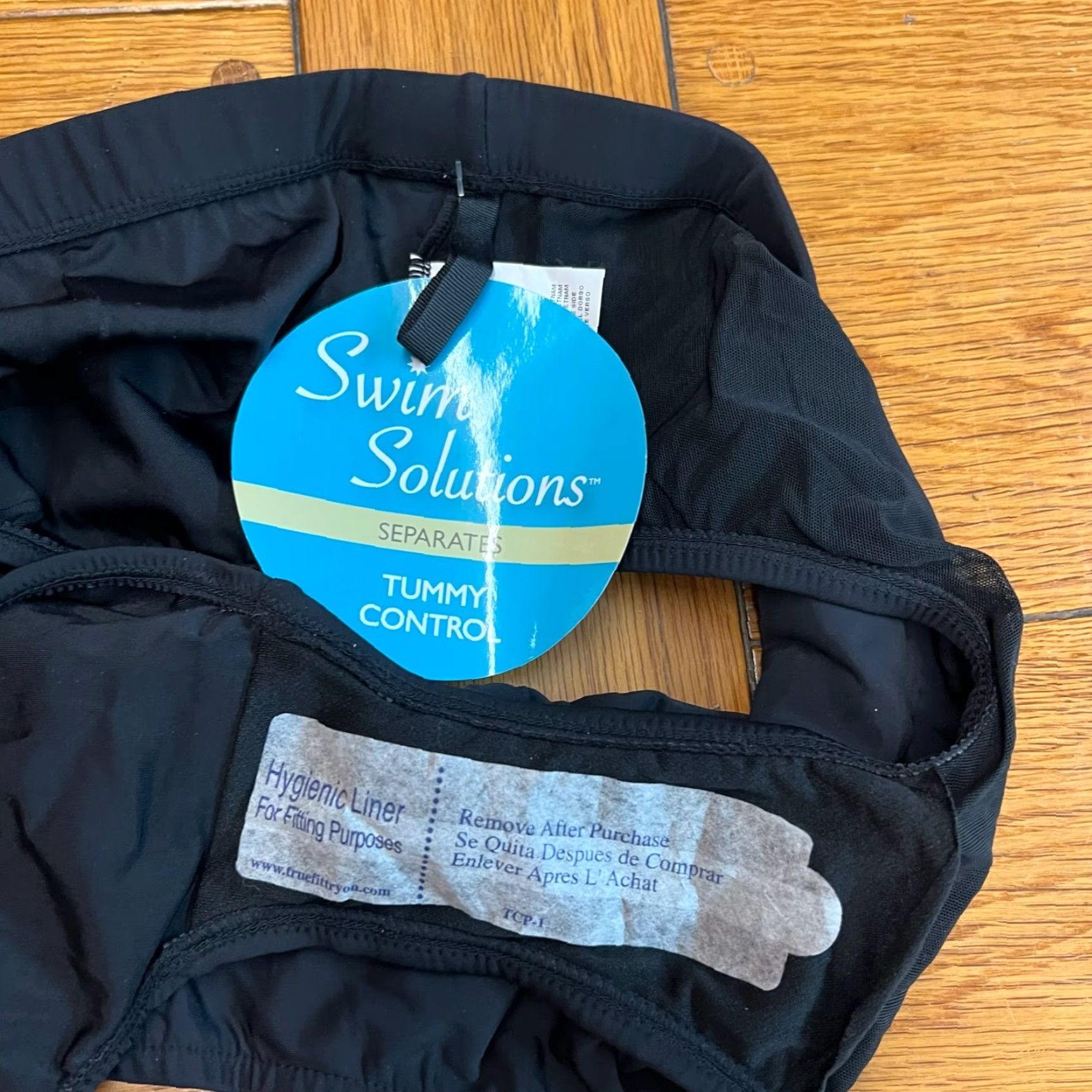 Vintage Swim Solutions Bikini Bottom Size 20 Black High Waist Elastic Stretch Womens Size 42" / US 20 - 3 Thumbnail