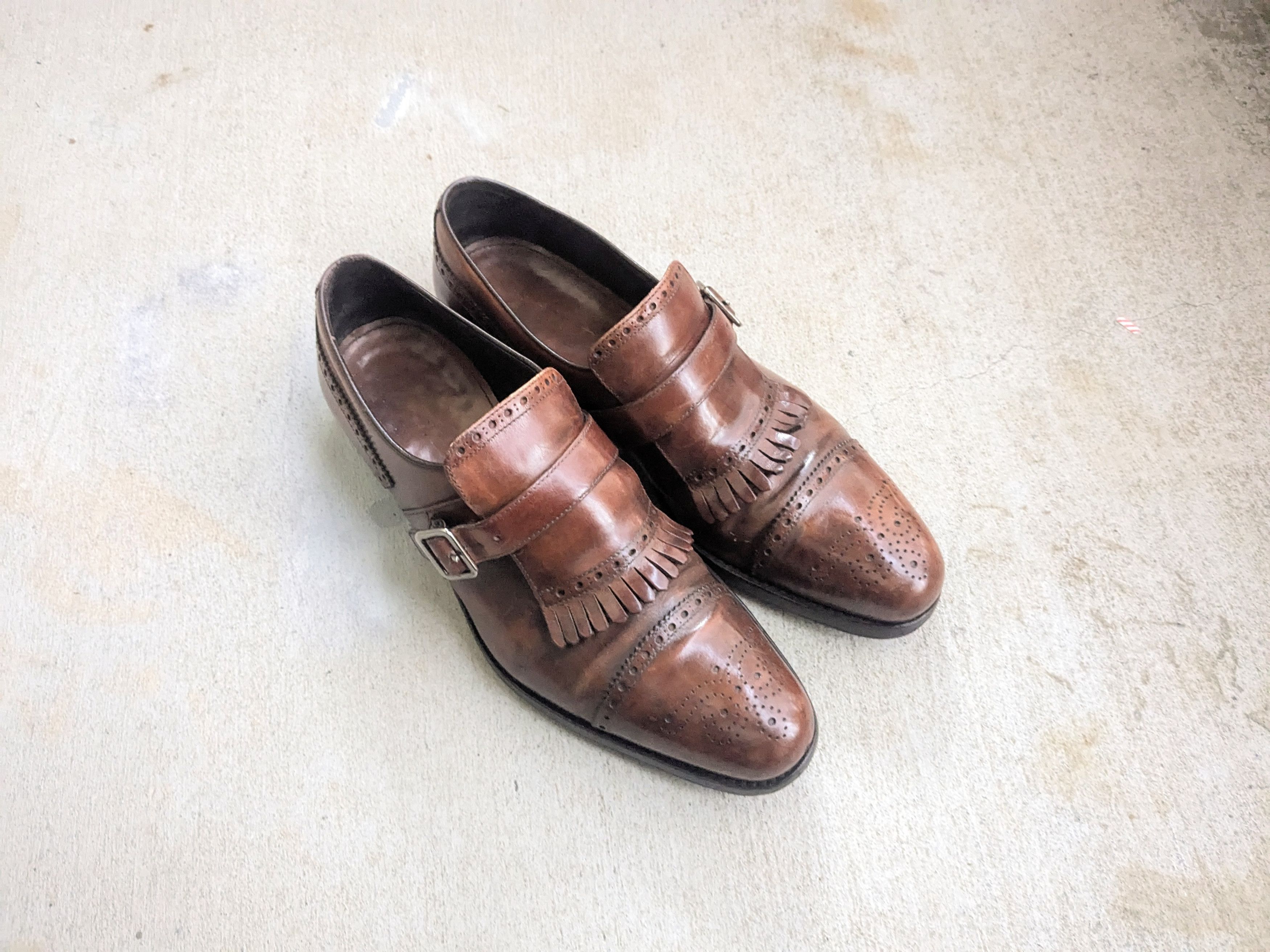 Prada Prada Monk Straps Brogues Buckle Brown Leather Fringe 9.5 Size US 9.5 / EU 42-43 - 1 Thumbnail