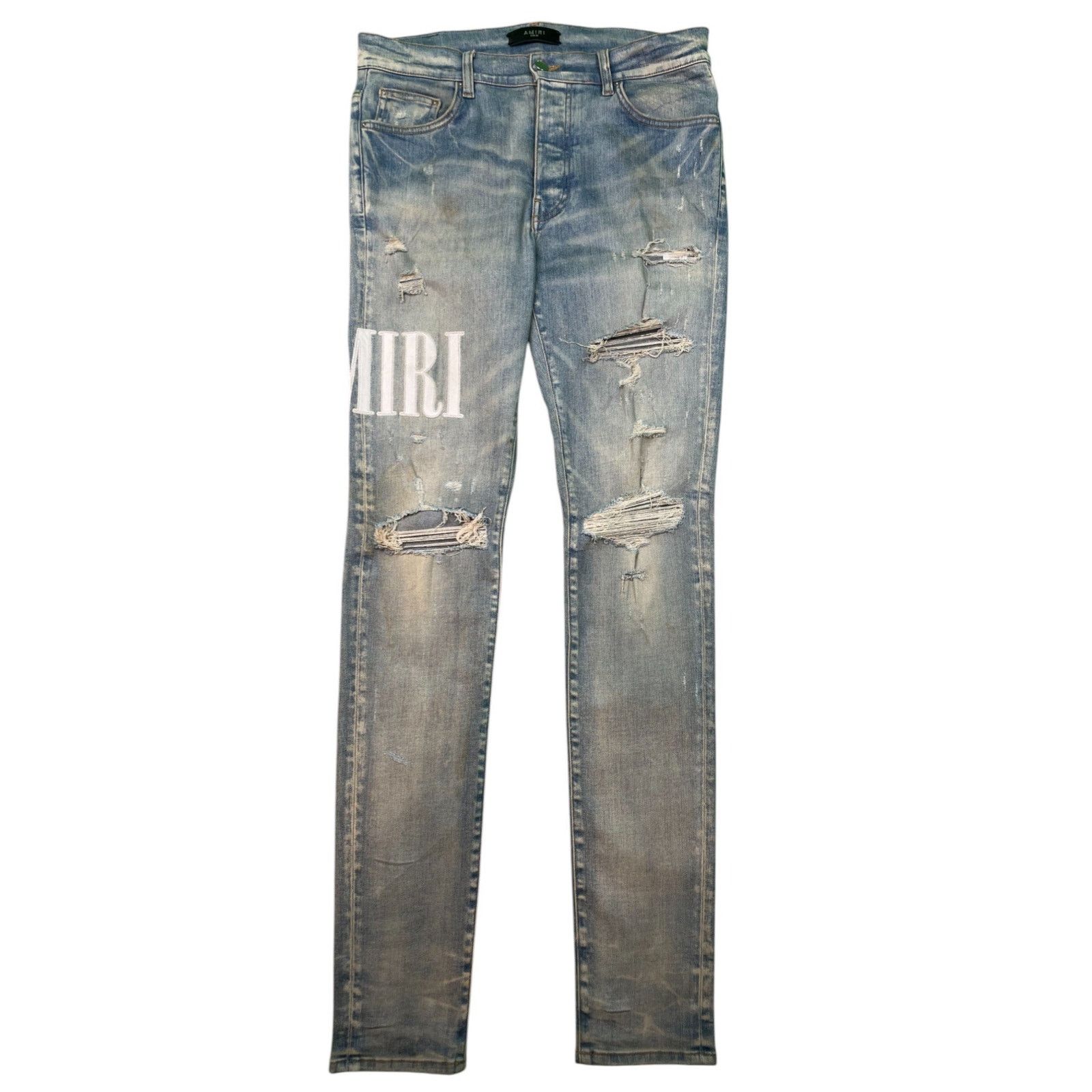 Amiri Amiri White Side Logo Light Wash Blue Jeans Size US 32 / EU 48 - 1 Thumbnail