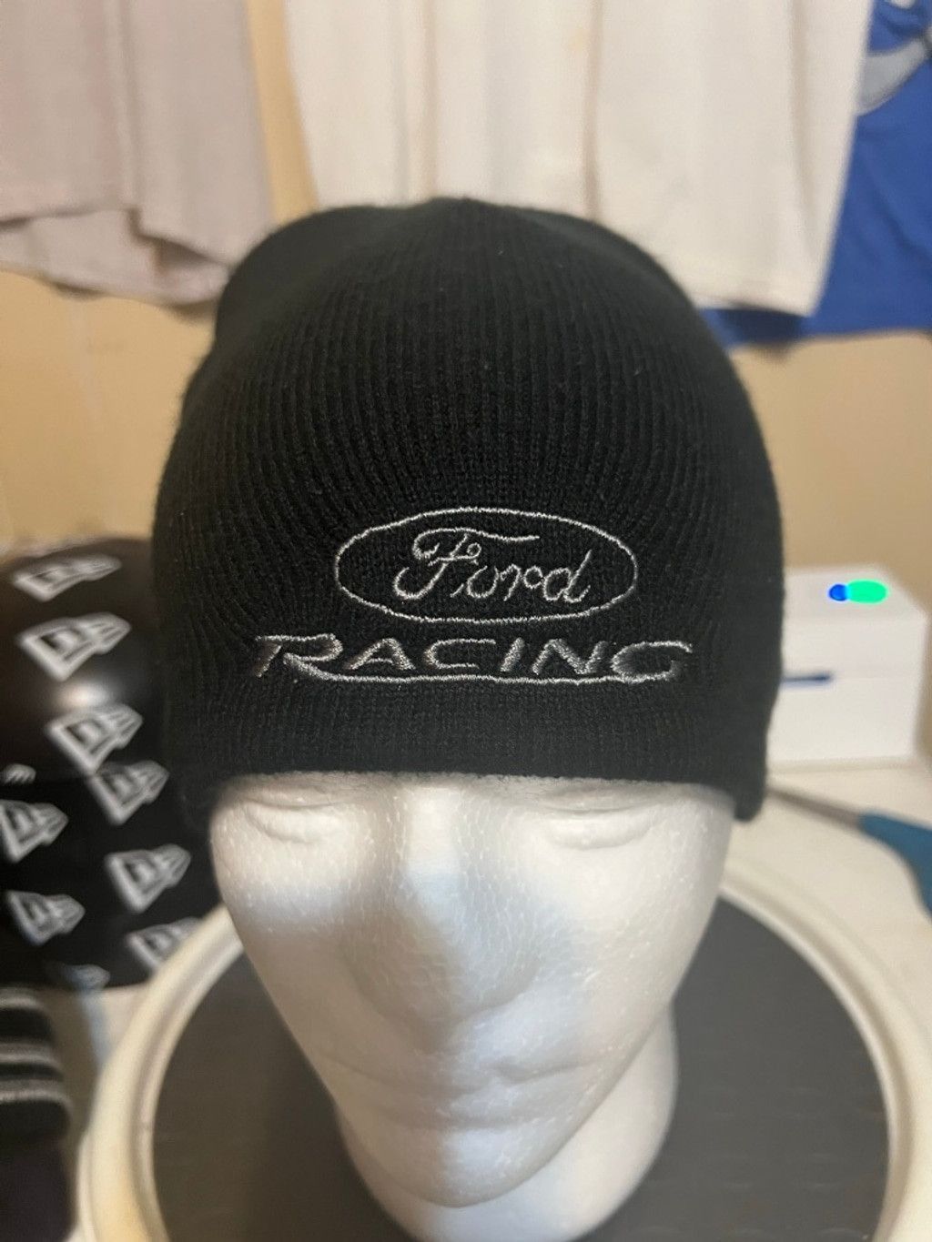 Ford Men's Ford Racing Black White Beanie One Size Size ONE SIZE - 1 Thumbnail