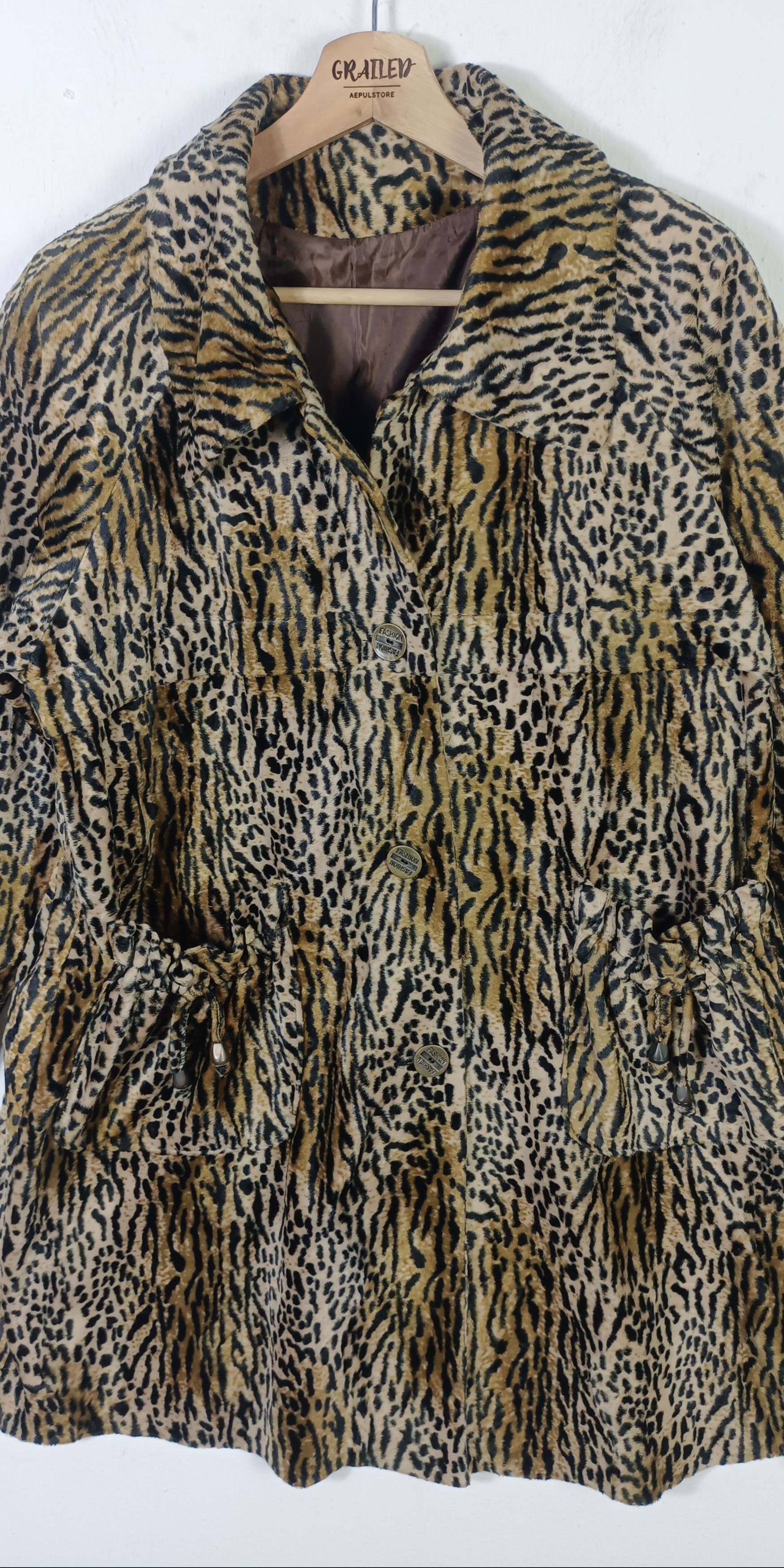 Japanese Brand Unisex🔥Leopard Faux fur Coat "Fashion" Size US L / EU 52-54 / 3 - 6 Thumbnail