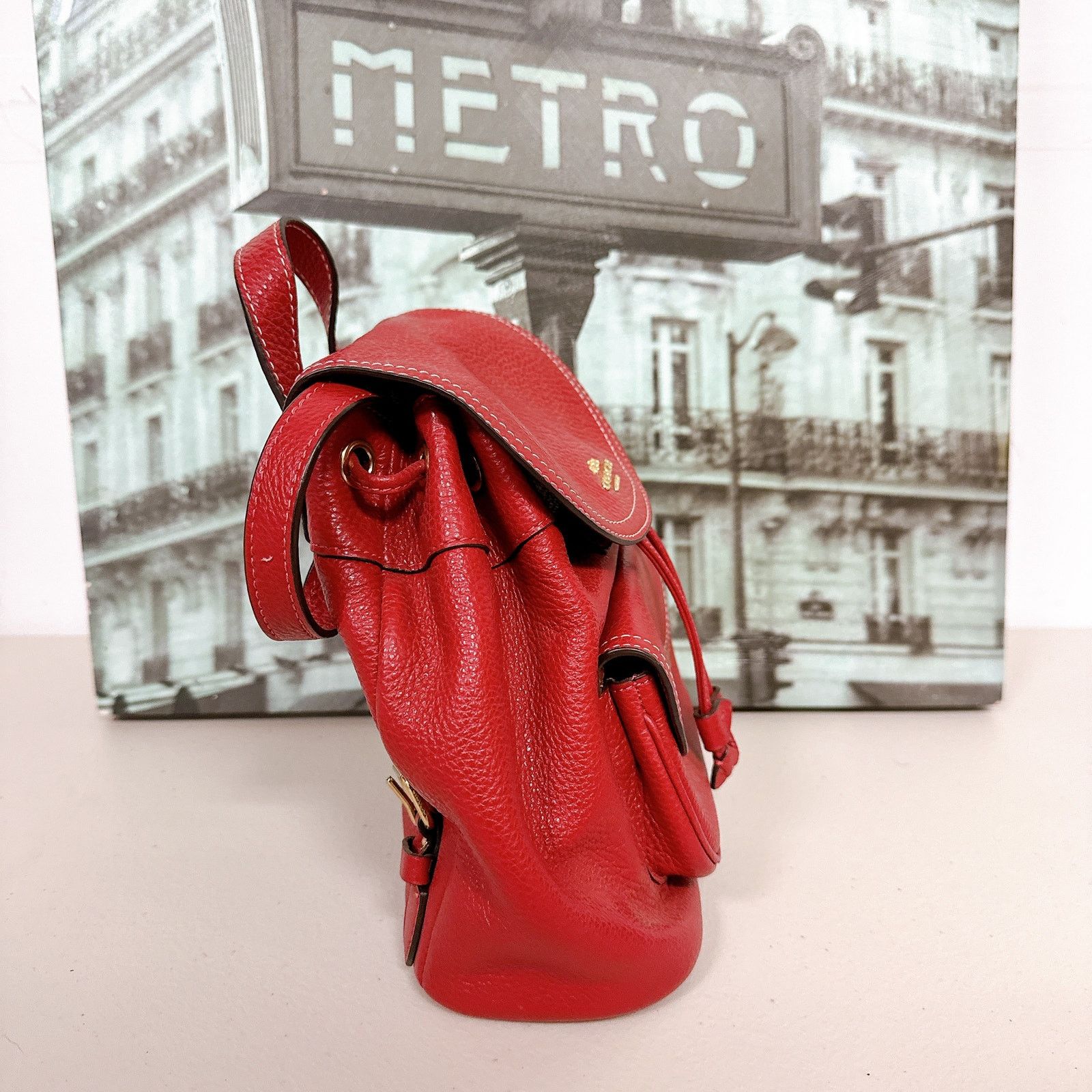 Coach Bag Pennie Backpack 22 Mini Red Pebble Leather Drawstring C4121 NEW AUTHENTIC COACH RED PEBBLE LEATHER PENNIE BACKPACK 22  main image 4
