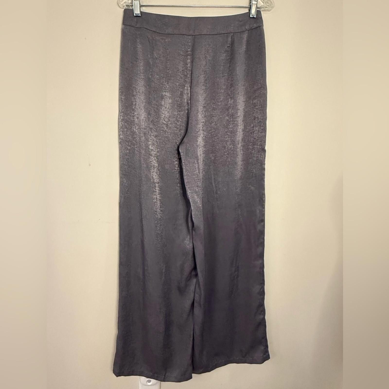 Other Outrageous Fortune shimmery silver wide leg dress pants SZ 8 Size 30" / US 8 / IT 44 - 2 Thumbnail