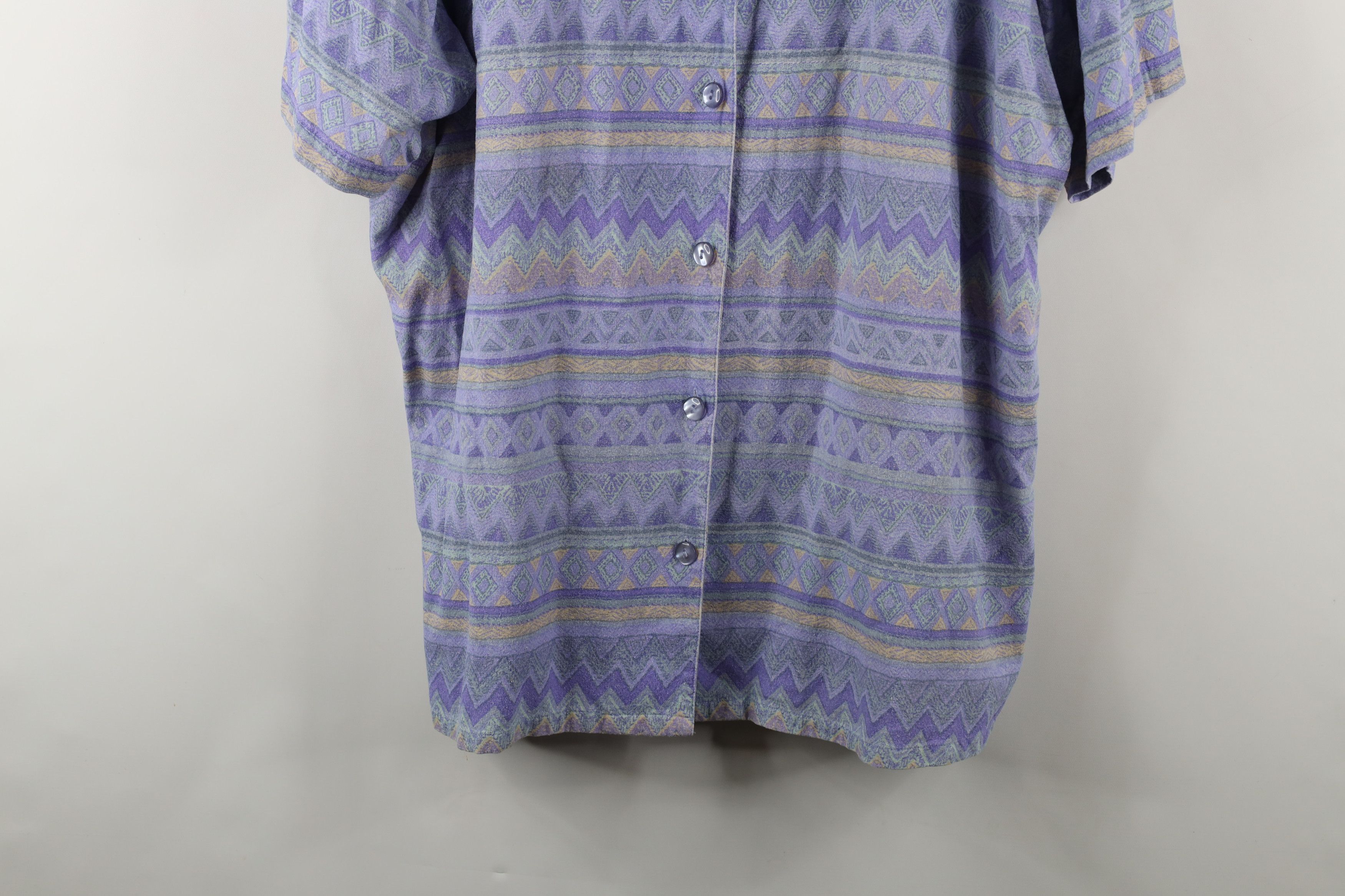 Vintage Vintage 90s Streetwear Fair Isle Camp Collar Button Shirt Size 3XL / US 20-22 - 3 Thumbnail