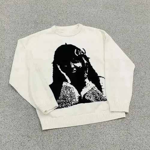 Japanese Brand Print Portrait Pattern Knitted Sweater Size US XL / EU 56 / 4 - 1 Thumbnail