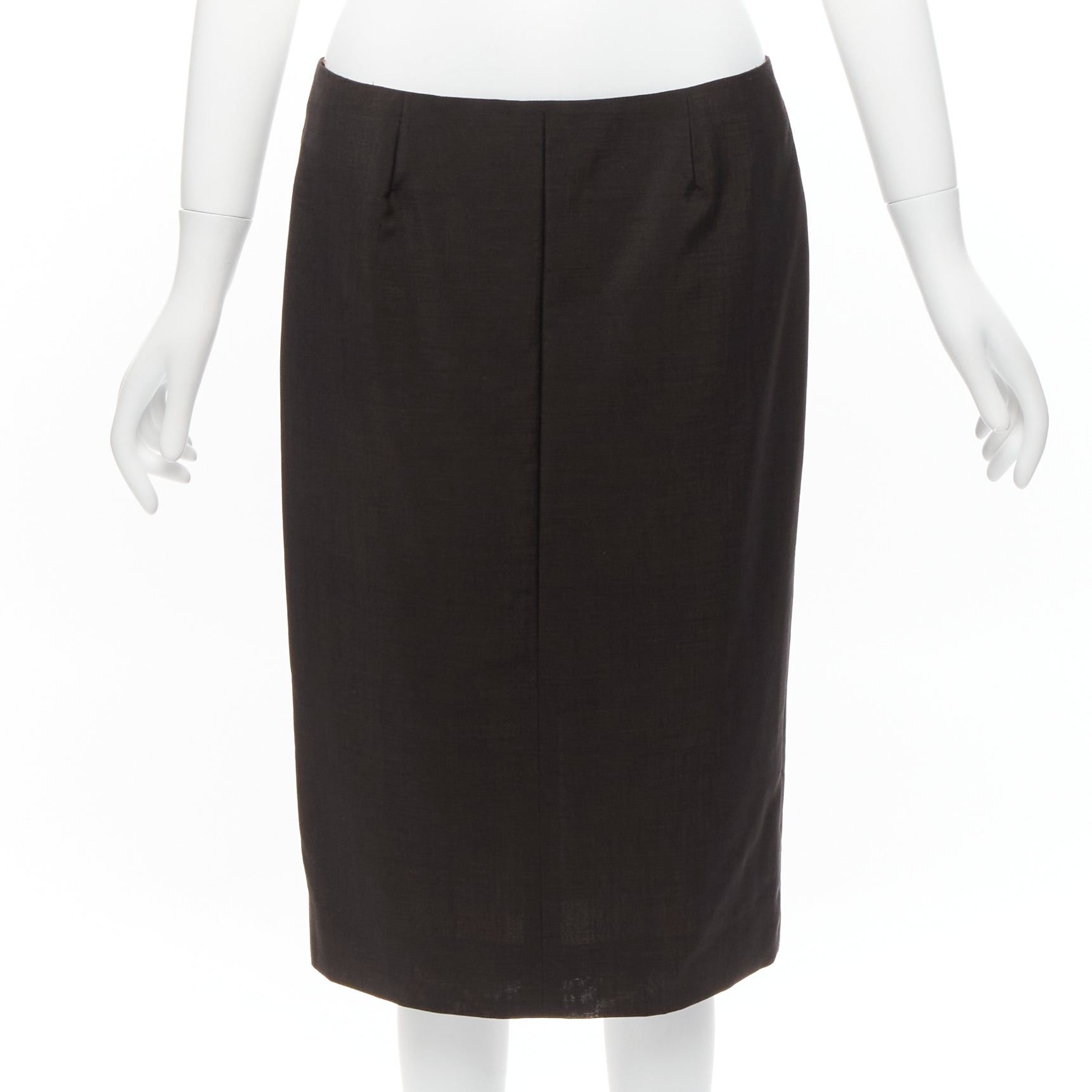 Gucci GUCCI Tom Ford Vintage brown wool mohair mid waist back slit pencil skirt IT40 S Size 27" / US 4 / IT 40 - 1 Thumbnail