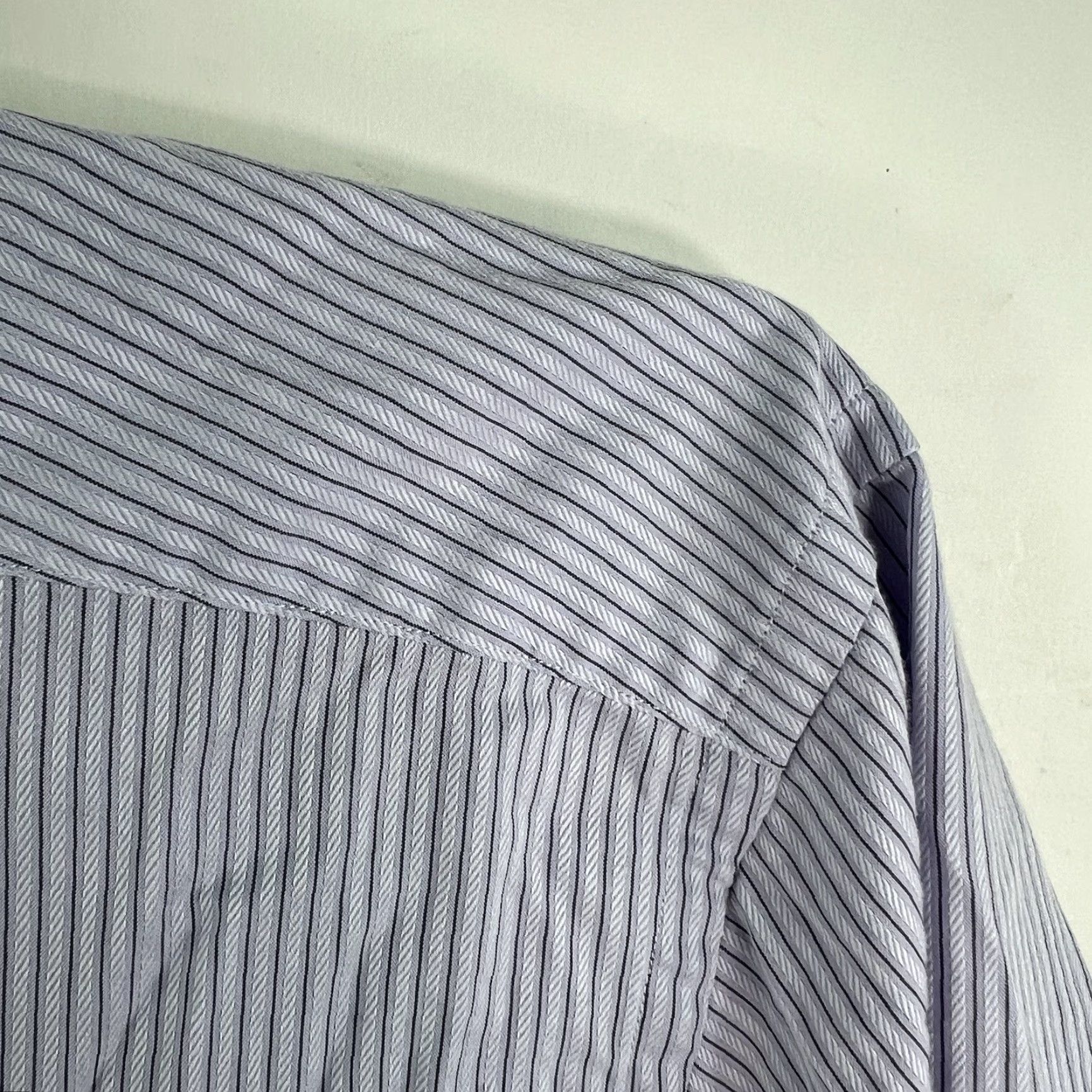 David Donahue David Donahue Button-Up Shirt Mens Size 16 Blue Striped Long Sleeve Collared Cotton Classic Fit Regular Men’s Shirt Size US L / EU 52-54 / 3 - 2 Thumbnail