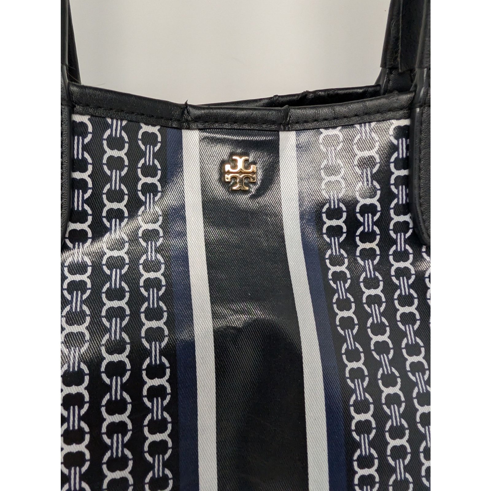 Tory Burch Tory Burch Gemini Link Tote Black Logo Print Coated Canvas Size ONE SIZE - 3 Thumbnail