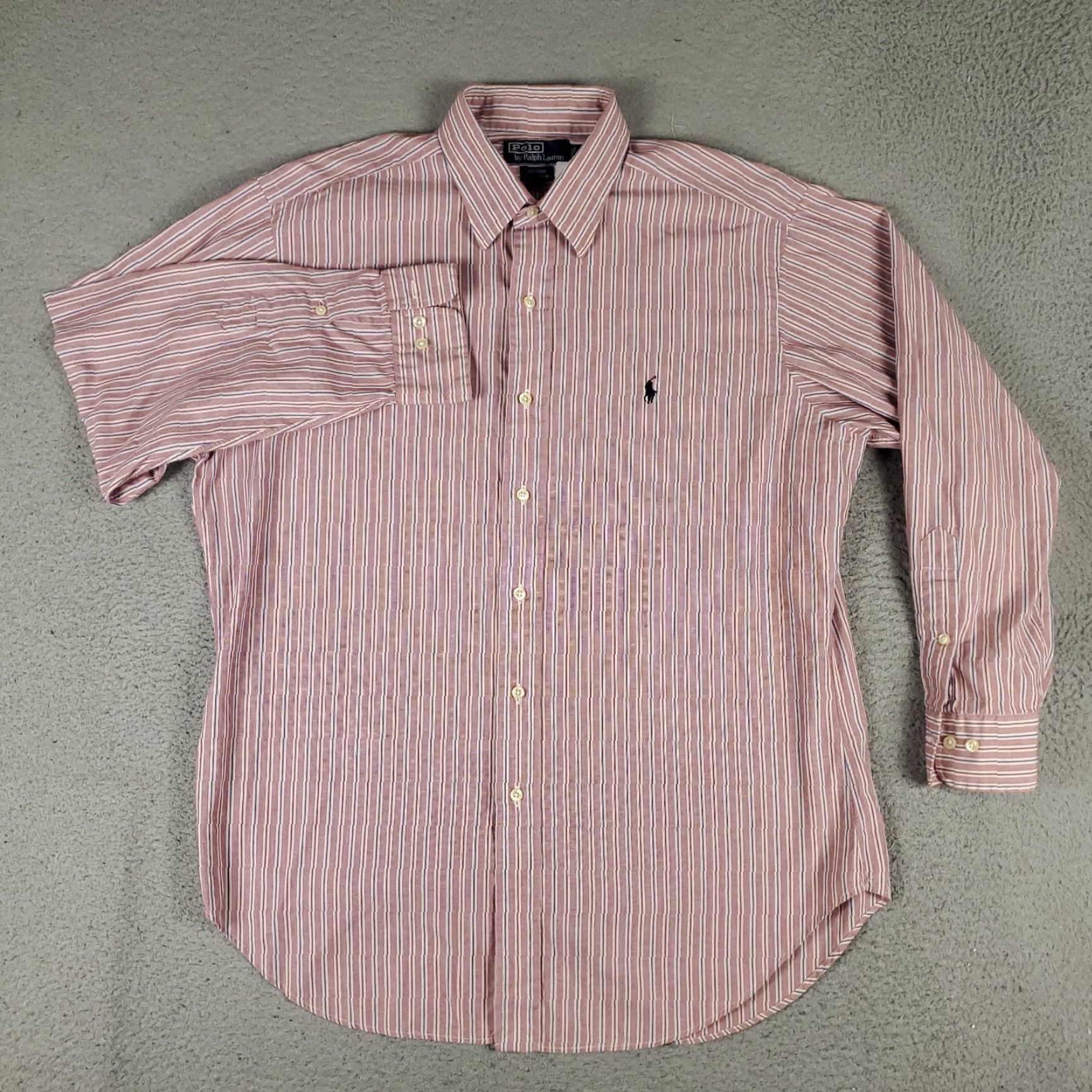 Ralph Lauren Ralph Lauren Dress Shirt Mens 16 Red Striped Long Sleeve Button Up Classic Casual Size 42R - 3 Thumbnail