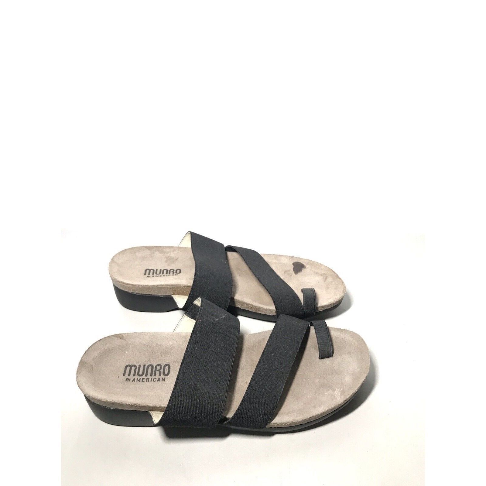 Other Munro American Black Textile Toe Slides Cork Wedge Sandals W Size US 6 / IT 36 - 12 Thumbnail