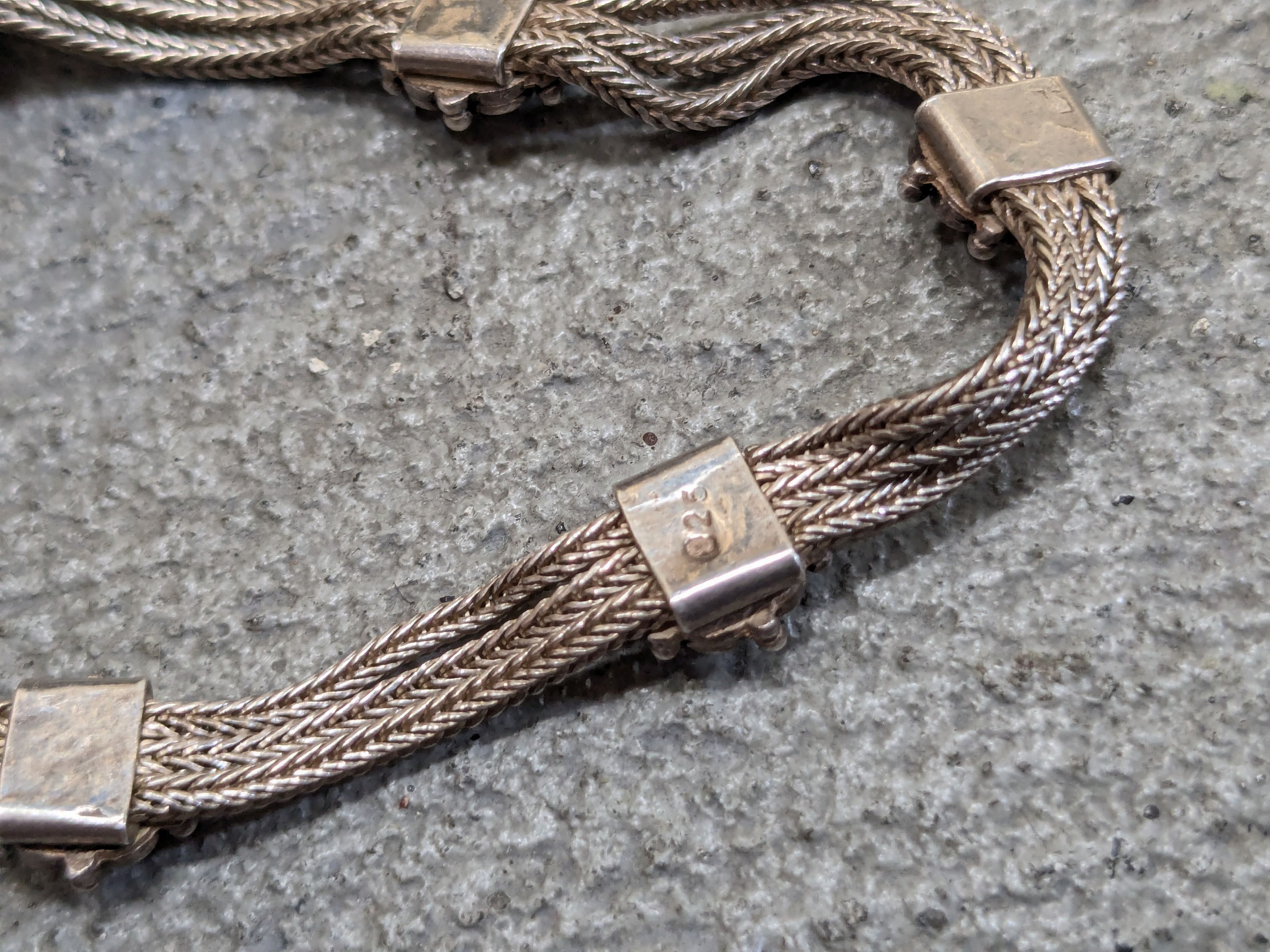 Jewelry Vintage Sterling Silver Bracelet Mesh Chain 7.25 Size ONE SIZE - 11 Thumbnail