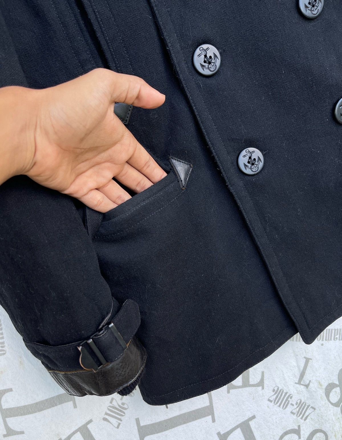 Nigel Cabourn 🔥VINTAGE NIGEL CABOURN LEATHER DETAILING MILITARY PEA COAT Size US M / EU 48-50 / 2 - 12 Thumbnail