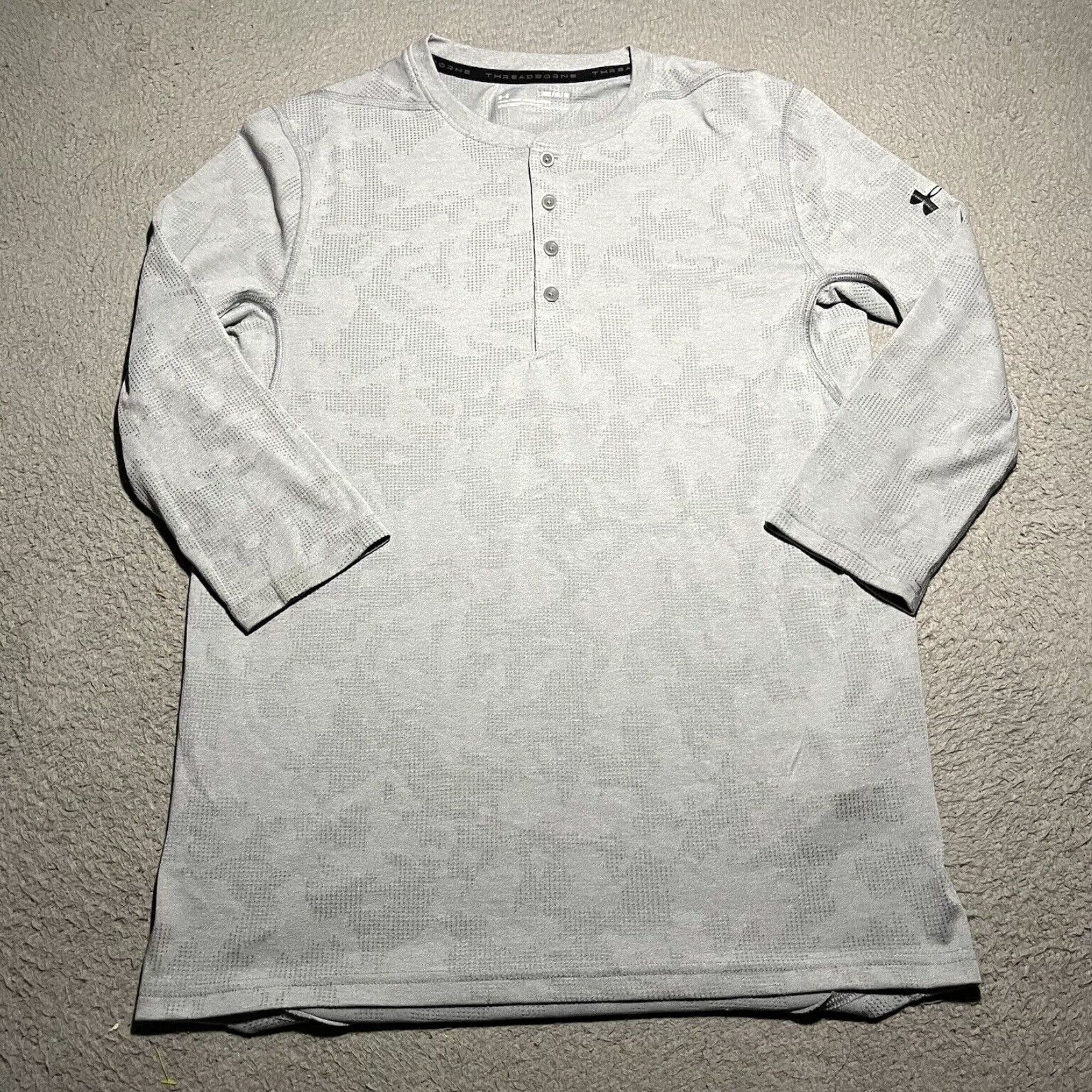 Under Armour Threadborne Heatgear Mens Fitted Henley Shirt with 3 4 Sleeve for Medium Sizes Grailed