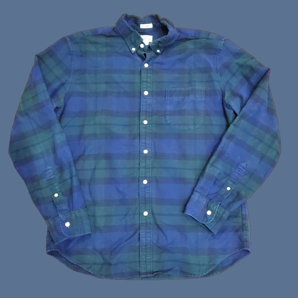 J.Crew J.Crew Shirt Mens Large Green Plaid Slim Fit American Pima Cotton Button-Down Shirt Size US L / EU 52-54 / 3 - 1 Thumbnail