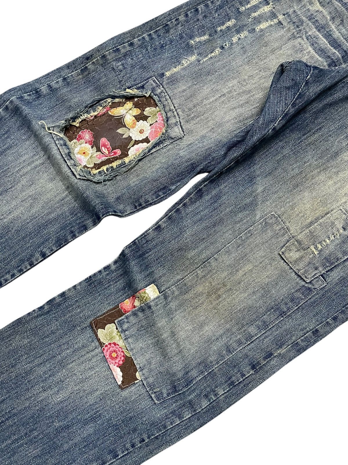 Guru × Hysteric Glamour × Japanese Brand Gumu Japan Boro Patchwork Cut & Sew Leather Trimmed Jeans Size US 32 / EU 48 - 4 Thumbnail