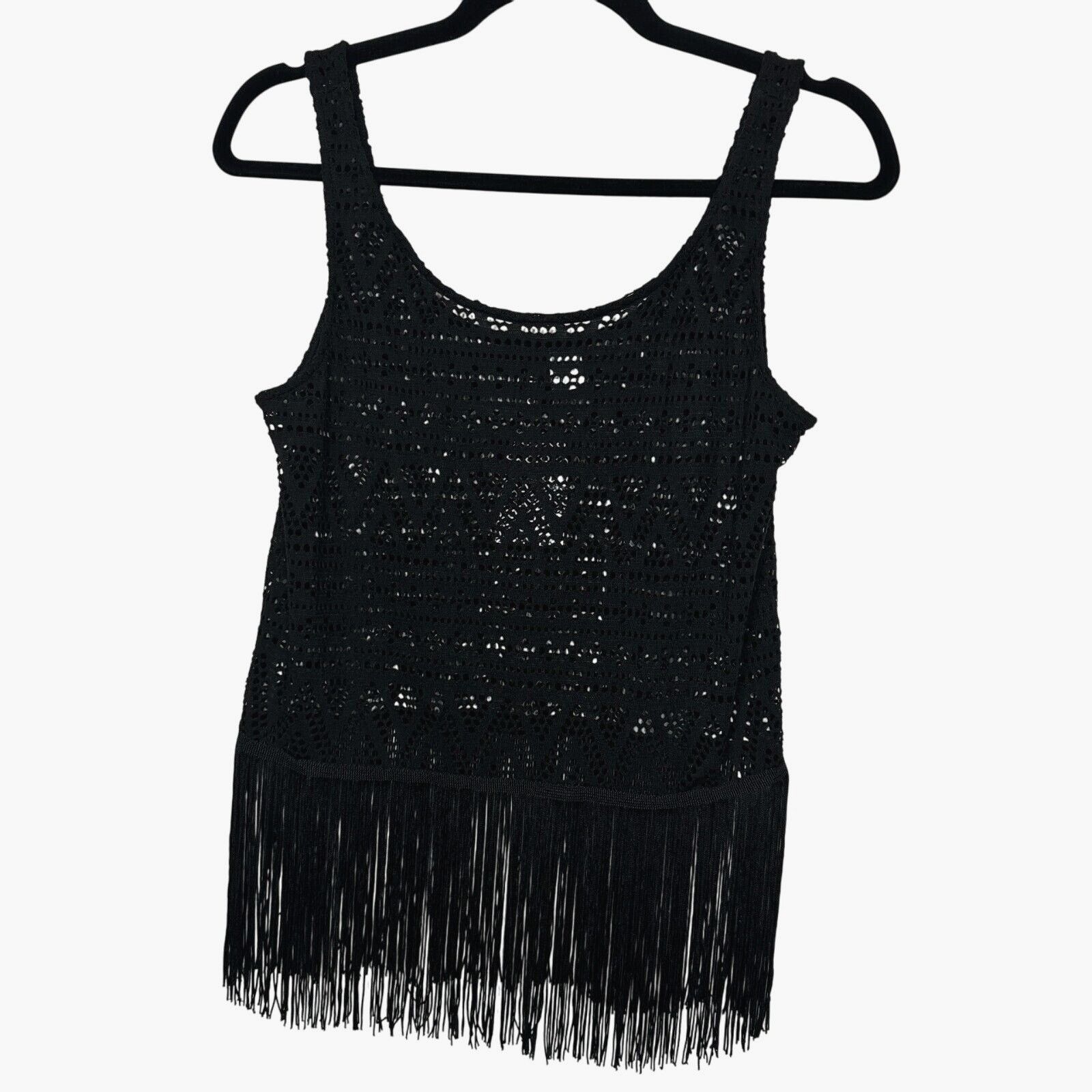 Divided NWT Divided H&M Black Crochet Tank Fringe Hem Sleeveless 4 Size S / US 4 / IT 40 - 1 Thumbnail